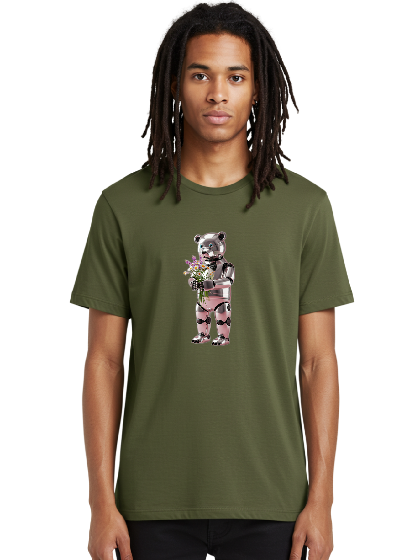 Robot-Bear-With-Flowers Men'S Graphic Tee, 100% Cotton, Comfortable Casual Summer Wear, Machine Washable, Vintage Camera, Old Camera, Antique Camera, Black Camera, Classic Photography, Photography Equipment, Nostalgic Device, Film Camera, Bal242 19