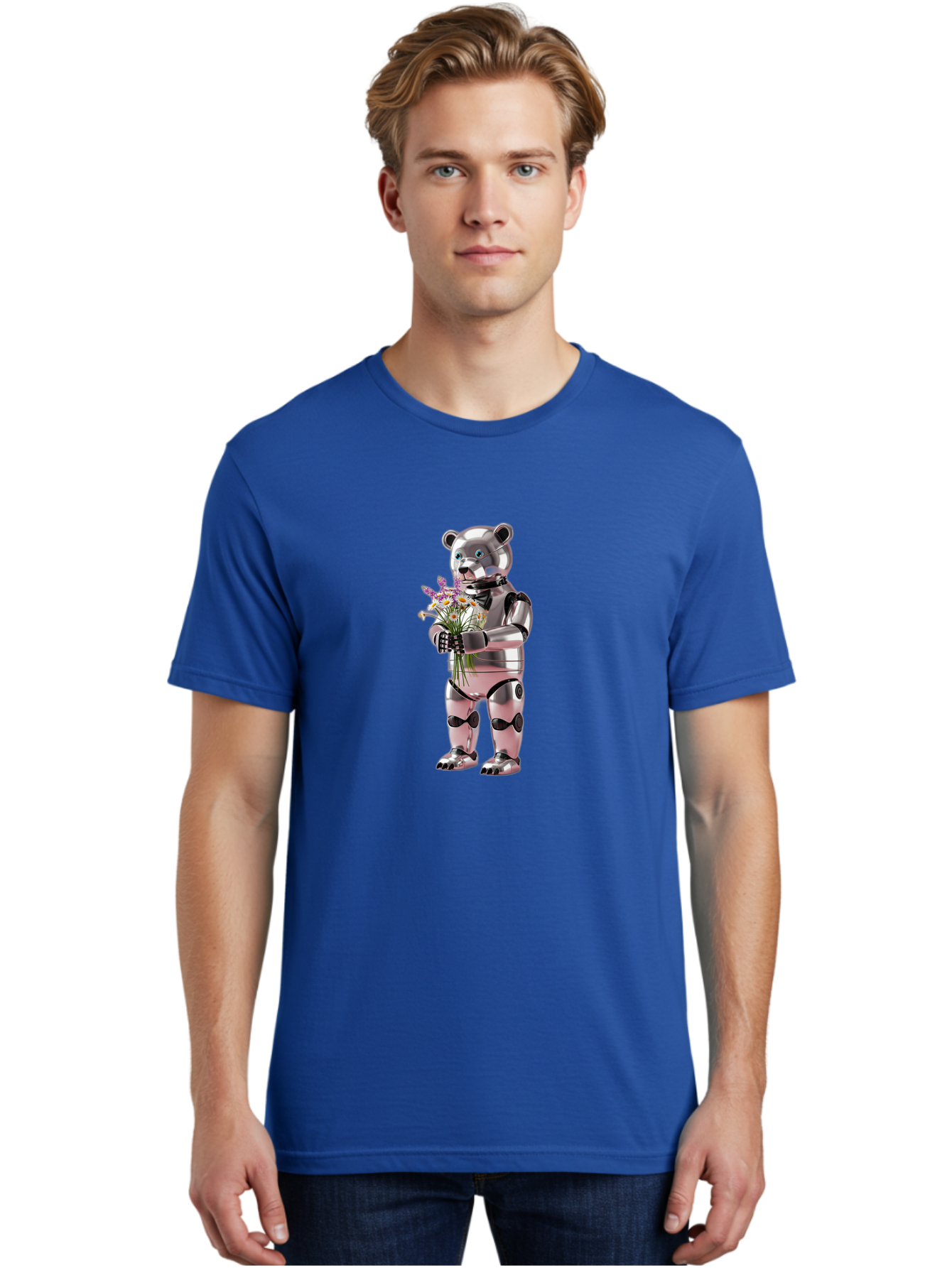 Robot-Bear-With-Flowers Men'S Graphic Tee, 100% Cotton, Comfortable Casual Summer Wear, Machine Washable, Vintage Camera, Old Camera, Antique Camera, Black Camera, Classic Photography, Photography Equipment, Nostalgic Device, Film Camera, Bal242 21