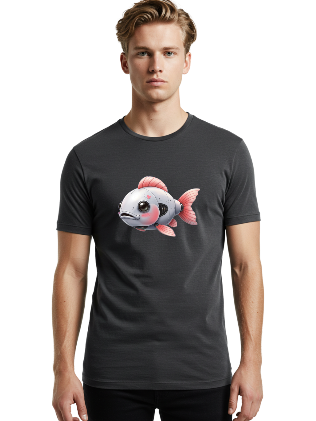 Robot-Fish-2 Men'S Graphic Tee, 100% Cotton, Comfortable Casual Summer Wear, Machine Washable, Vintage Camera, Old Camera, Antique Camera, Black Camera, Classic Photography, Photography Equipment, Nostalgic Device, Film Camera, Camera Art Bal245 30