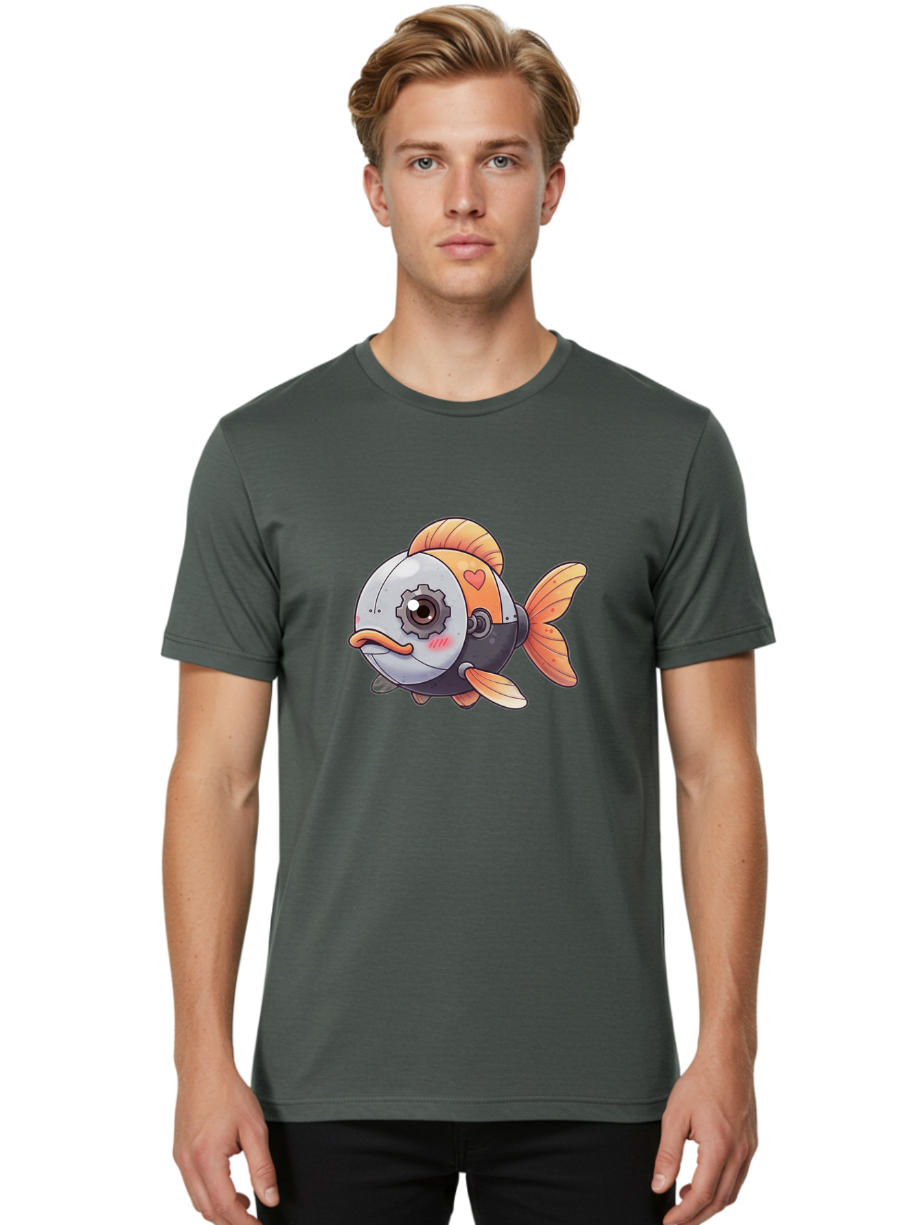Robot-Fish-4 Men'S Graphic Tee, 100% Cotton, Comfortable Casual Summer Wear, Machine Washable, Vintage Camera, Old Camera, Antique Camera, Black Camera, Classic Photography, Photography Equipment, Nostalgic Device, Film Camera, Camera Art Bal247 16