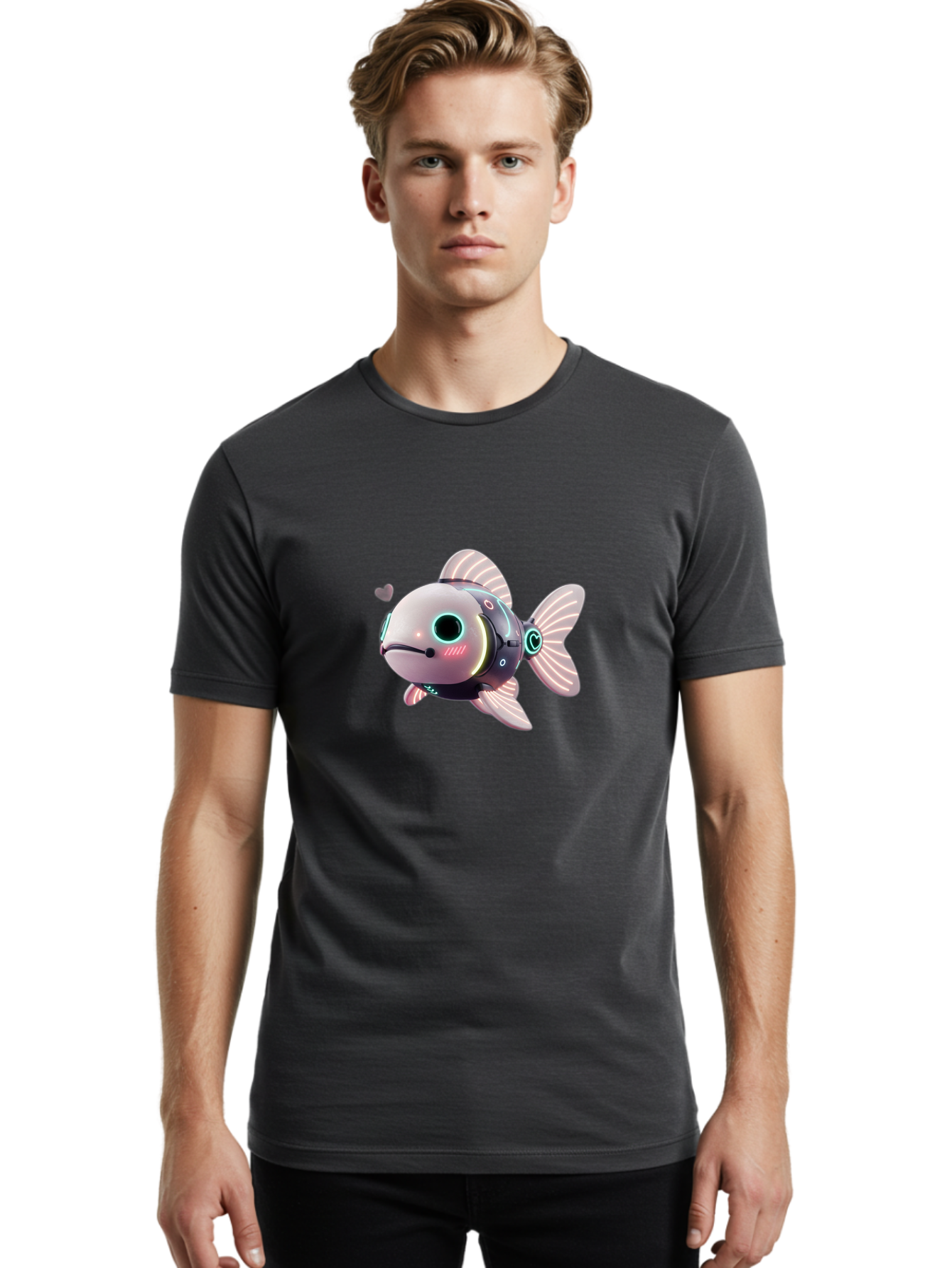 Robot-Fish-5 Men'S Graphic Tee, 100% Cotton, Comfortable Casual Summer Wear, Machine Washable, Vintage Camera, Old Camera, Antique Camera, Black Camera, Classic Photography, Photography Equipment, Nostalgic Device, Film Camera, Camera Art Bal248 26