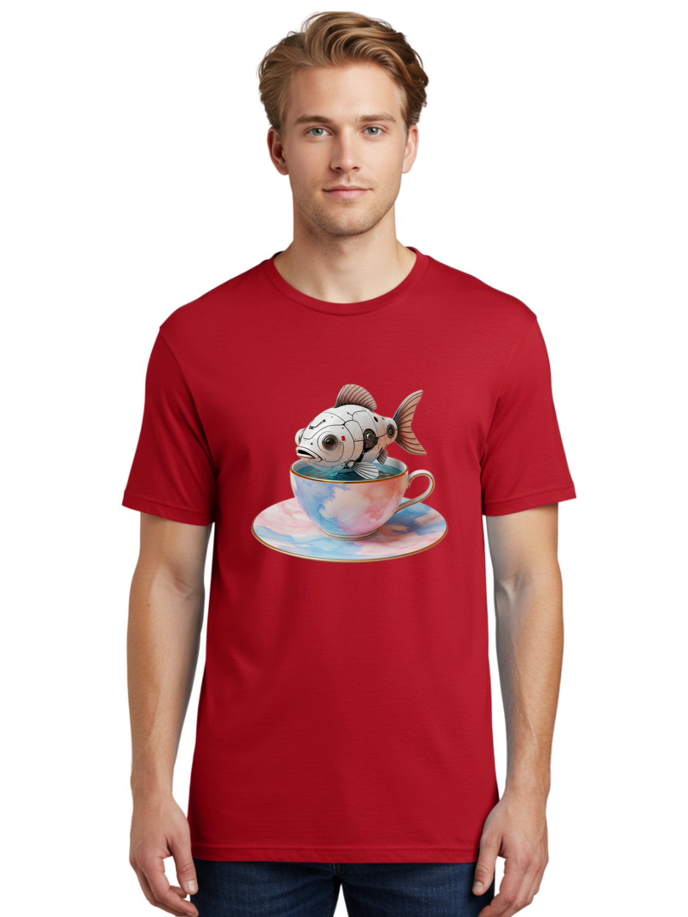 Robot-Fish-In-Tea-Cup Men'S Graphic Tee, 100% Cotton, Comfortable Casual Summer Wear, Machine Washable, Vintage Camera, Old Camera, Antique Camera, Black Camera, Classic Photography, Photography Equipment, Nostalgic Device, Film Camera, Bal251 29