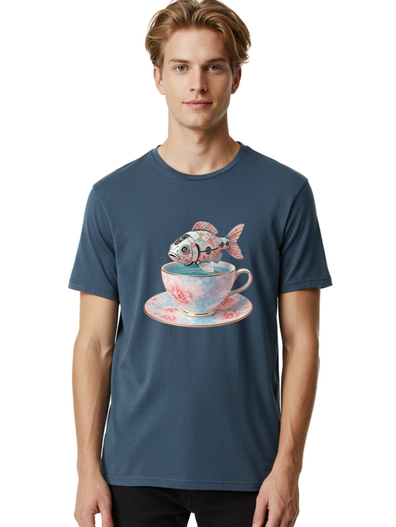 Robot-Fish-In-Teacup Men'S Graphic Tee, 100% Cotton, Comfortable Casual Summer Wear, Machine Washable, Vintage Camera, Old Camera, Antique Camera, Black Camera, Classic Photography, Photography Equipment, Nostalgic Device, Film Camera, Bal252 30