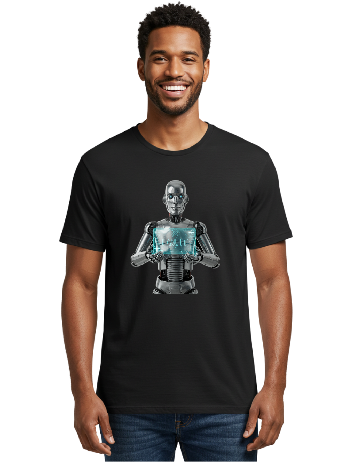 Robot-With-I-Quit Men'S Graphic Tee, 100% Cotton, Comfortable Casual Summer Wear, Machine Washable, Vintage Camera, Old Camera, Antique Camera, Black Camera, Classic Photography, Photography Equipment, Nostalgic Device, Film Camera, Camera Art Bal264 28