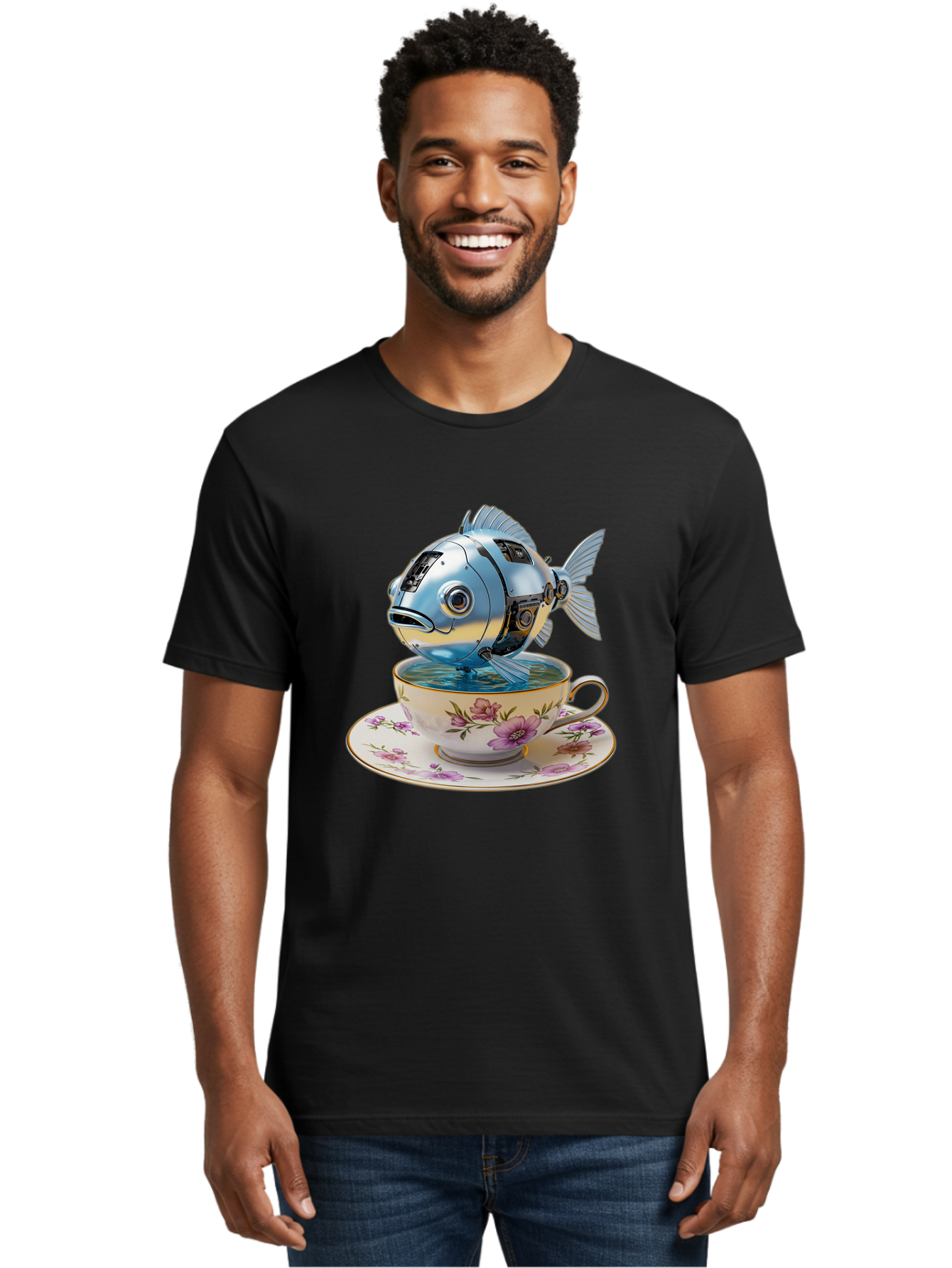 Robotic-Fish-Teacup Men'S Graphic Tee, 100% Cotton, Comfortable Casual Summer Wear, Machine Washable, Vintage Camera, Old Camera, Antique Camera, Black Camera, Classic Photography, Photography Equipment, Nostalgic Device, Film Camera, Bal267 26