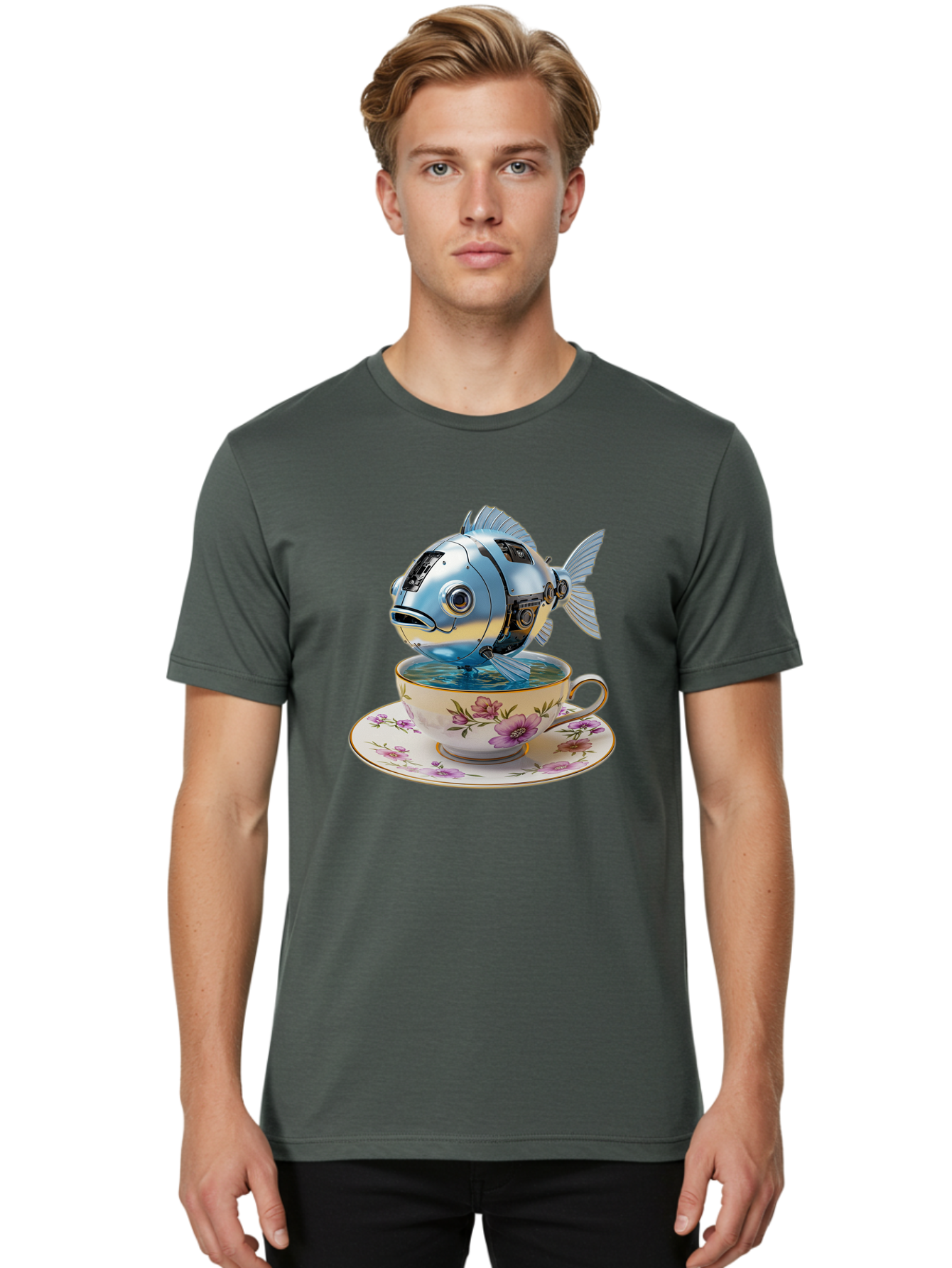 Robotic-Fish-Teacup Men'S Graphic Tee, 100% Cotton, Comfortable Casual Summer Wear, Machine Washable, Vintage Camera, Old Camera, Antique Camera, Black Camera, Classic Photography, Photography Equipment, Nostalgic Device, Film Camera, Bal267 30