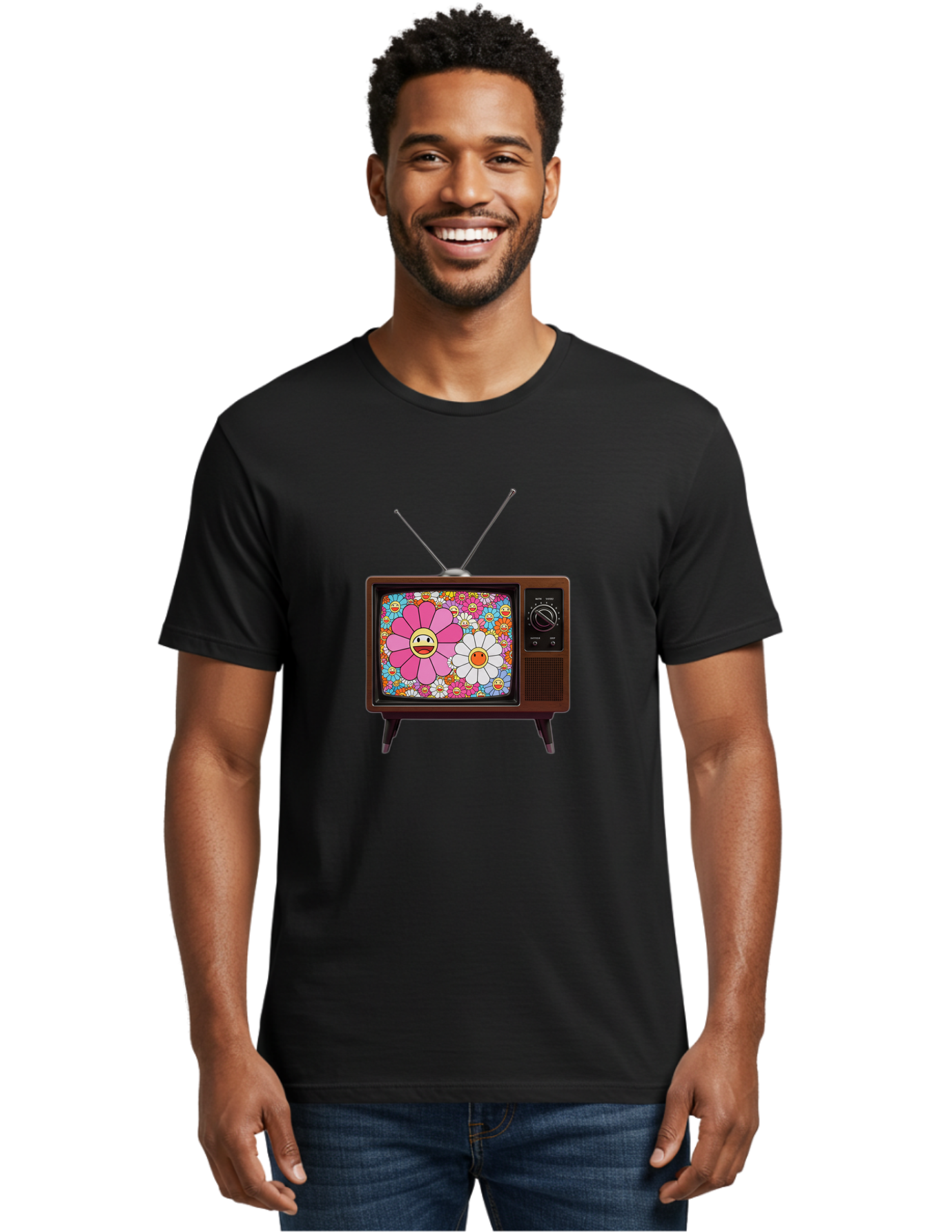 Smiley-Flowers-Tv Men'S Graphic Tee, 100% Cotton, Comfortable Casual Summer Wear, Machine Washable, Vintage Camera, Old Camera, Antique Camera, Black Camera, Classic Photography, Photography Equipment, Nostalgic Device, Film Camera, Camera Art Bal361 30