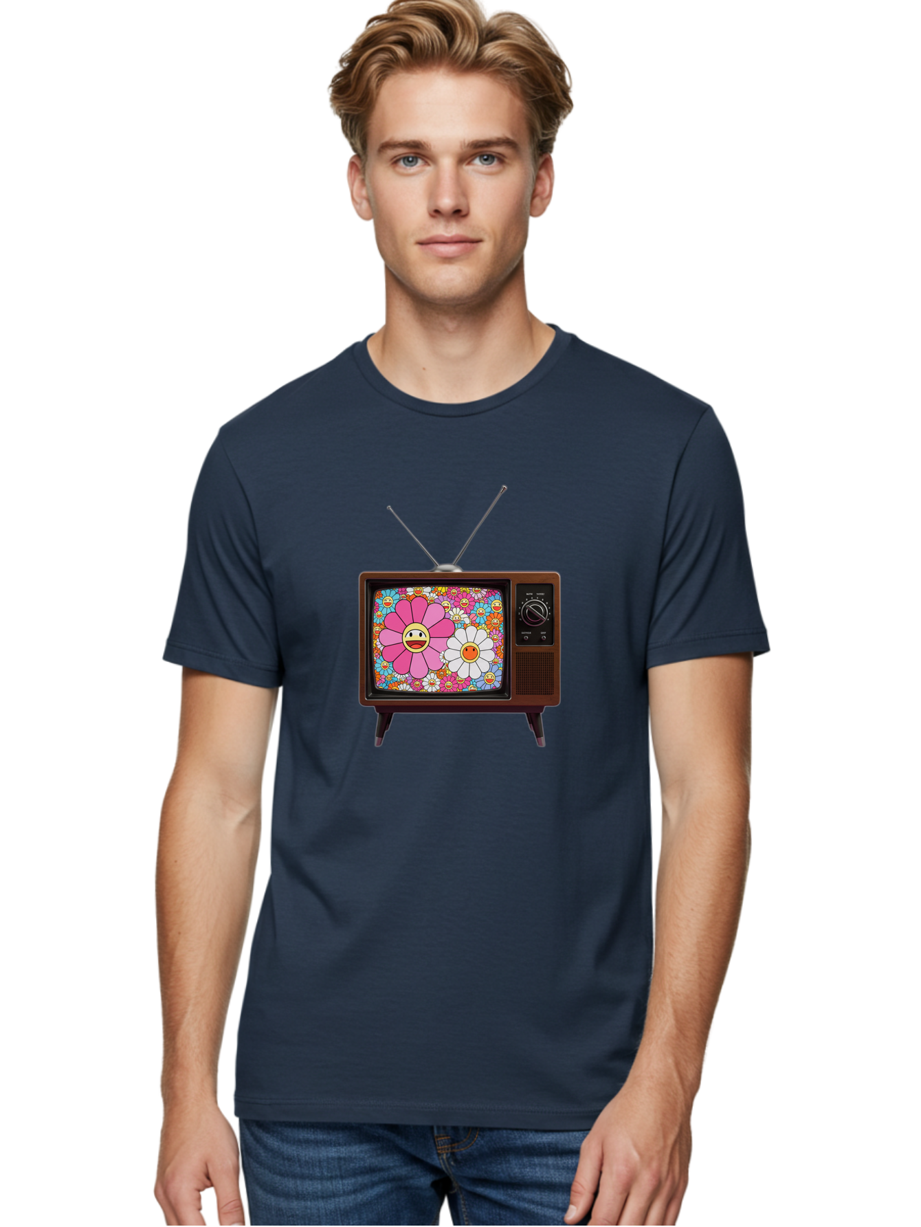 Smiley-Flowers-Tv Men'S Graphic Tee, 100% Cotton, Comfortable Casual Summer Wear, Machine Washable, Vintage Camera, Old Camera, Antique Camera, Black Camera, Classic Photography, Photography Equipment, Nostalgic Device, Film Camera, Camera Art Bal361 24