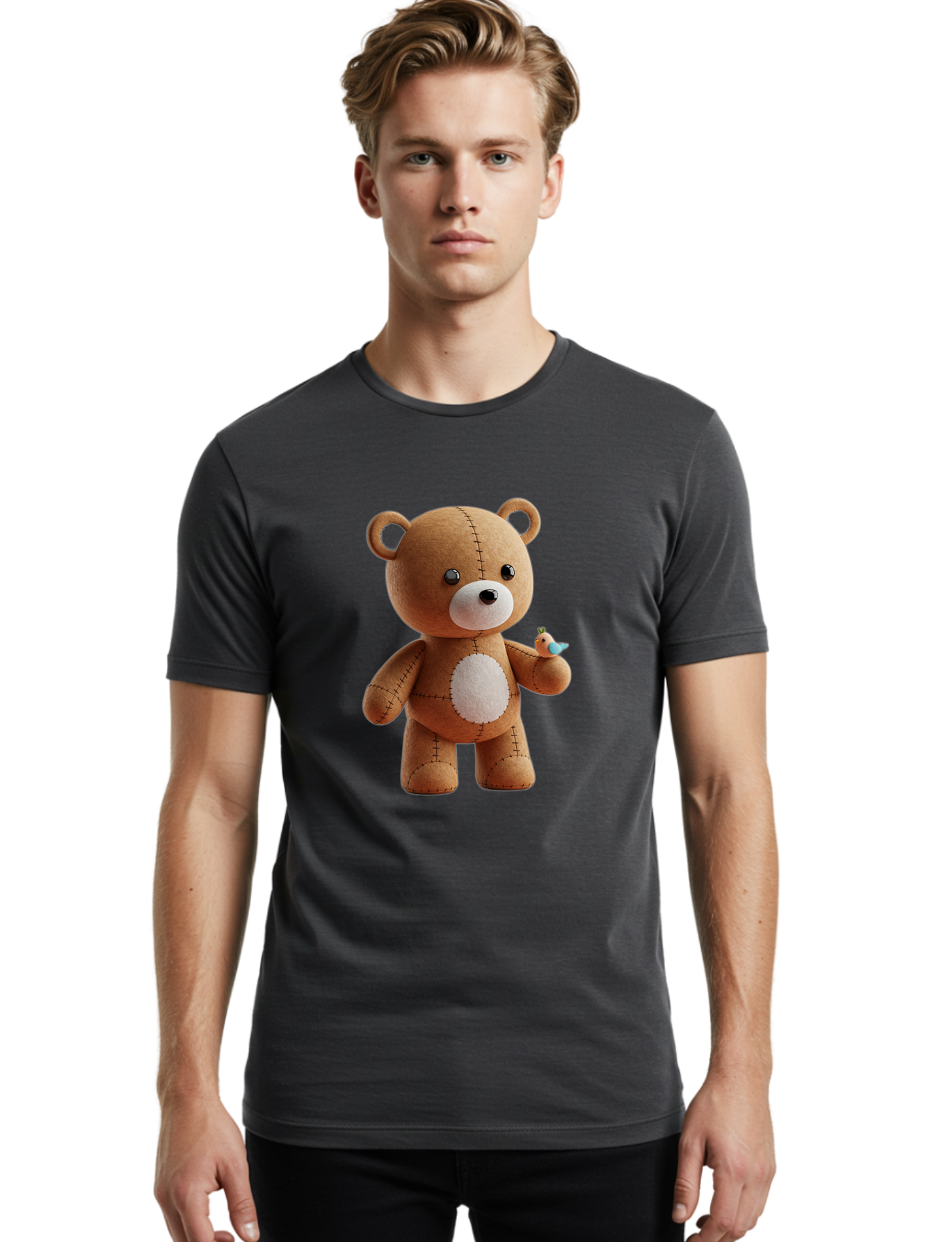 Teddy-Bear-With-Bird Men'S Graphic Tee, 100% Cotton, Comfortable Casual Summer Wear, Machine Washable, Vintage Camera, Old Camera, Antique Camera, Black Camera, Classic Photography, Photography Equipment, Nostalgic Device, Film Camera, Bal471 20