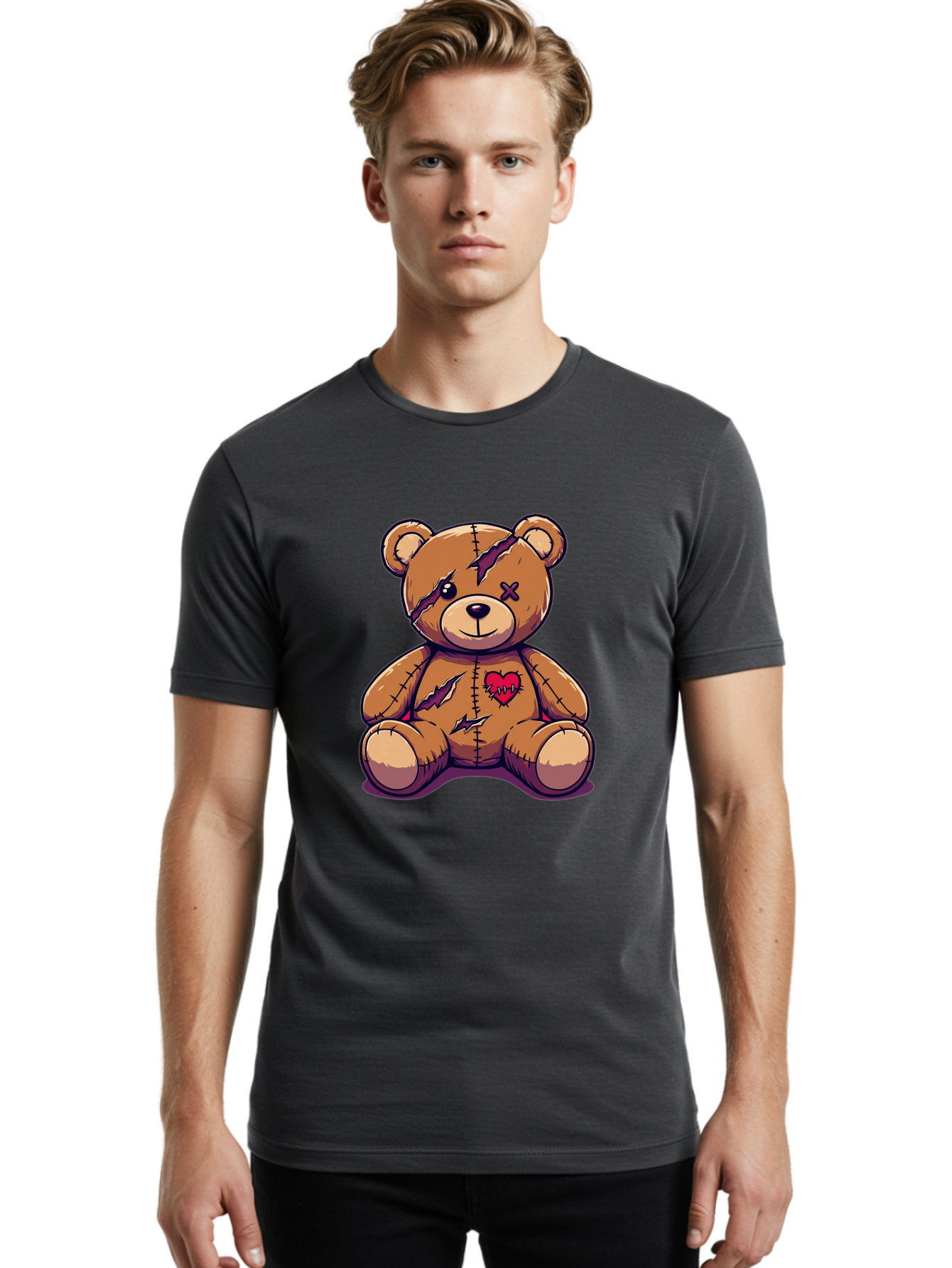 Torn-Teddy-Bear Men'S Graphic Tee, 100% Cotton, Comfortable Casual Summer Wear, Machine Washable, Vintage Camera, Old Camera, Antique Camera, Black Camera, Classic Photography, Photography Equipment, Nostalgic Device, Film Camera, Camera Art Bal497 17