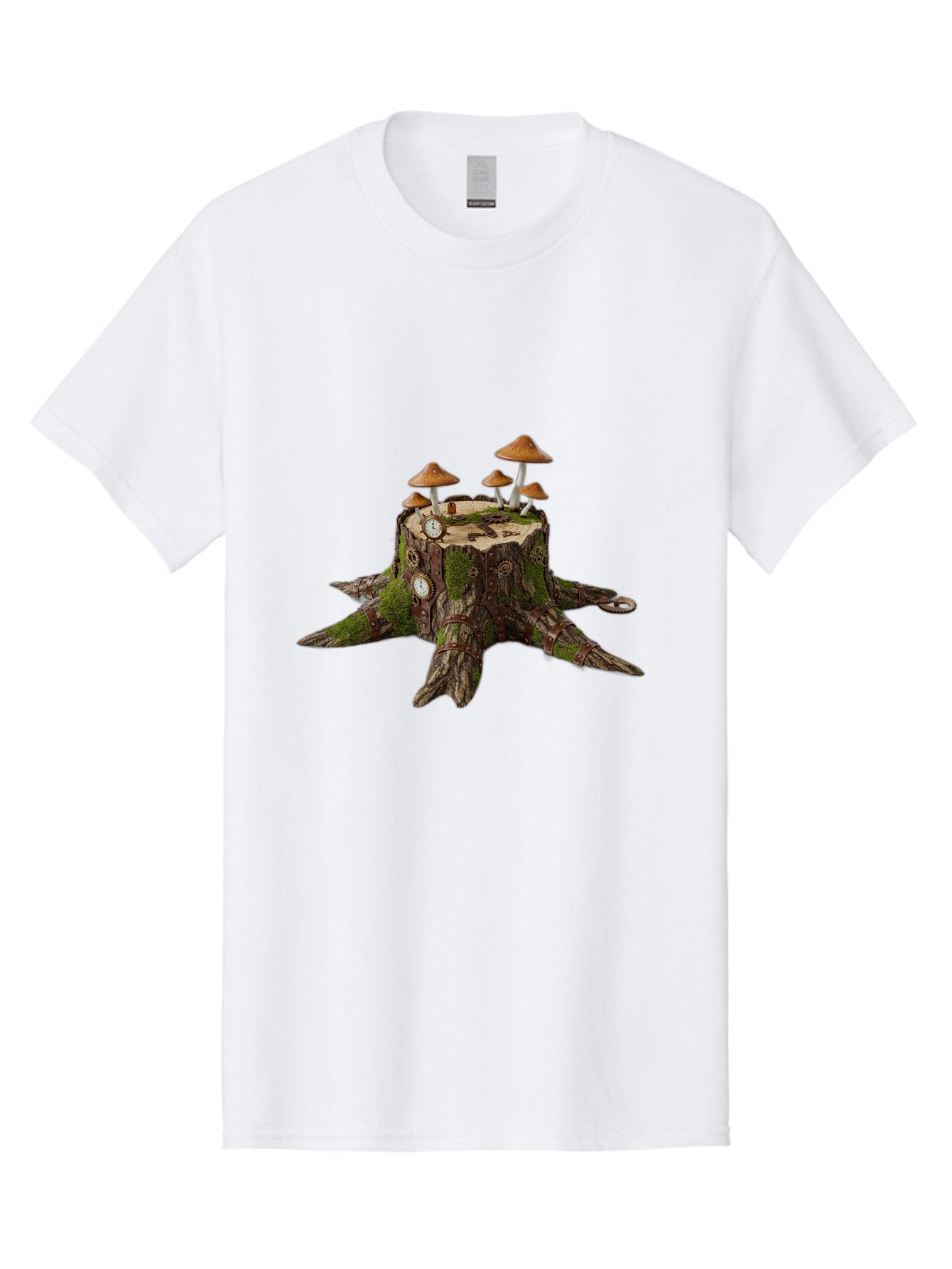 Tree-Stump-With-Mushrooms-2 Men'S Graphic Tee, 100% Cotton, Comfortable Casual Summer Wear, Machine Washable, Vintage Camera, Old Camera, Antique Camera, Black Camera, Classic Photography, Photography Equipment, Nostalgic Device, Film Camera, Bal505 11
