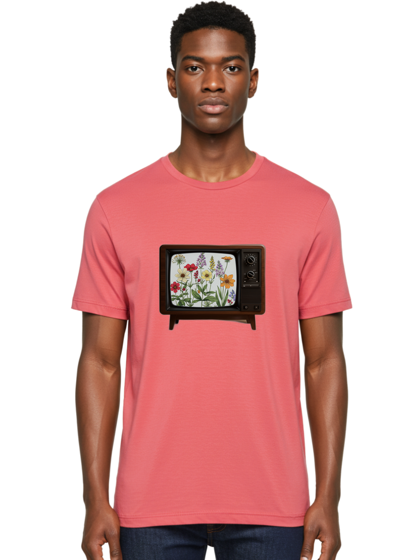 Tv-With-Flowers Men'S Graphic Tee, 100% Cotton, Comfortable Casual Summer Wear, Machine Washable, Vintage Camera, Old Camera, Antique Camera, Black Camera, Classic Photography, Photography Equipment, Nostalgic Device, Film Camera, Camera Art Bal516 28