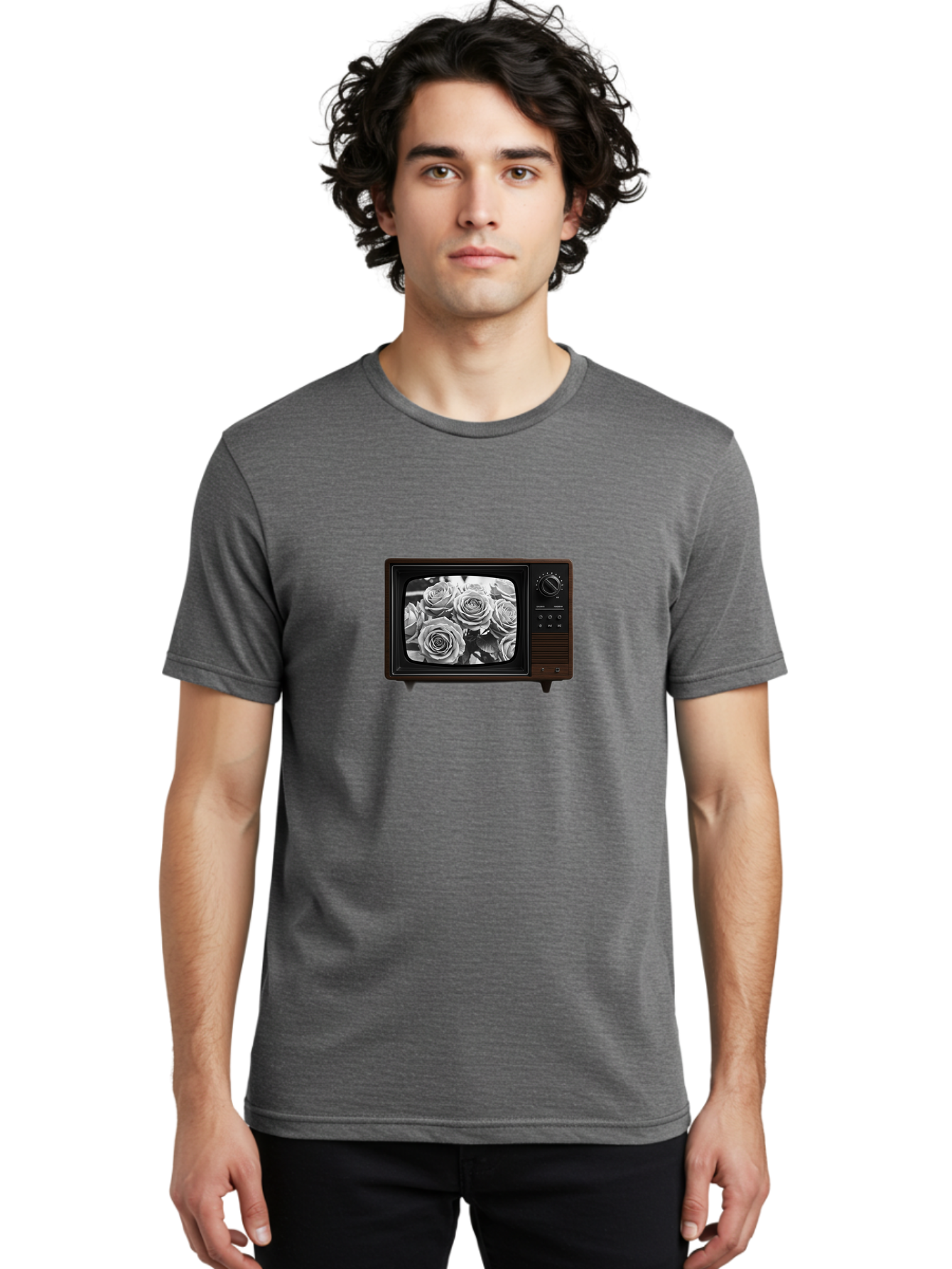 Tv-With-Roses Men'S Graphic Tee, 100% Cotton, Comfortable Casual Summer Wear, Machine Washable, Vintage Camera, Old Camera, Antique Camera, Black Camera, Classic Photography, Photography Equipment, Nostalgic Device, Film Camera, Camera Art Bal517 29