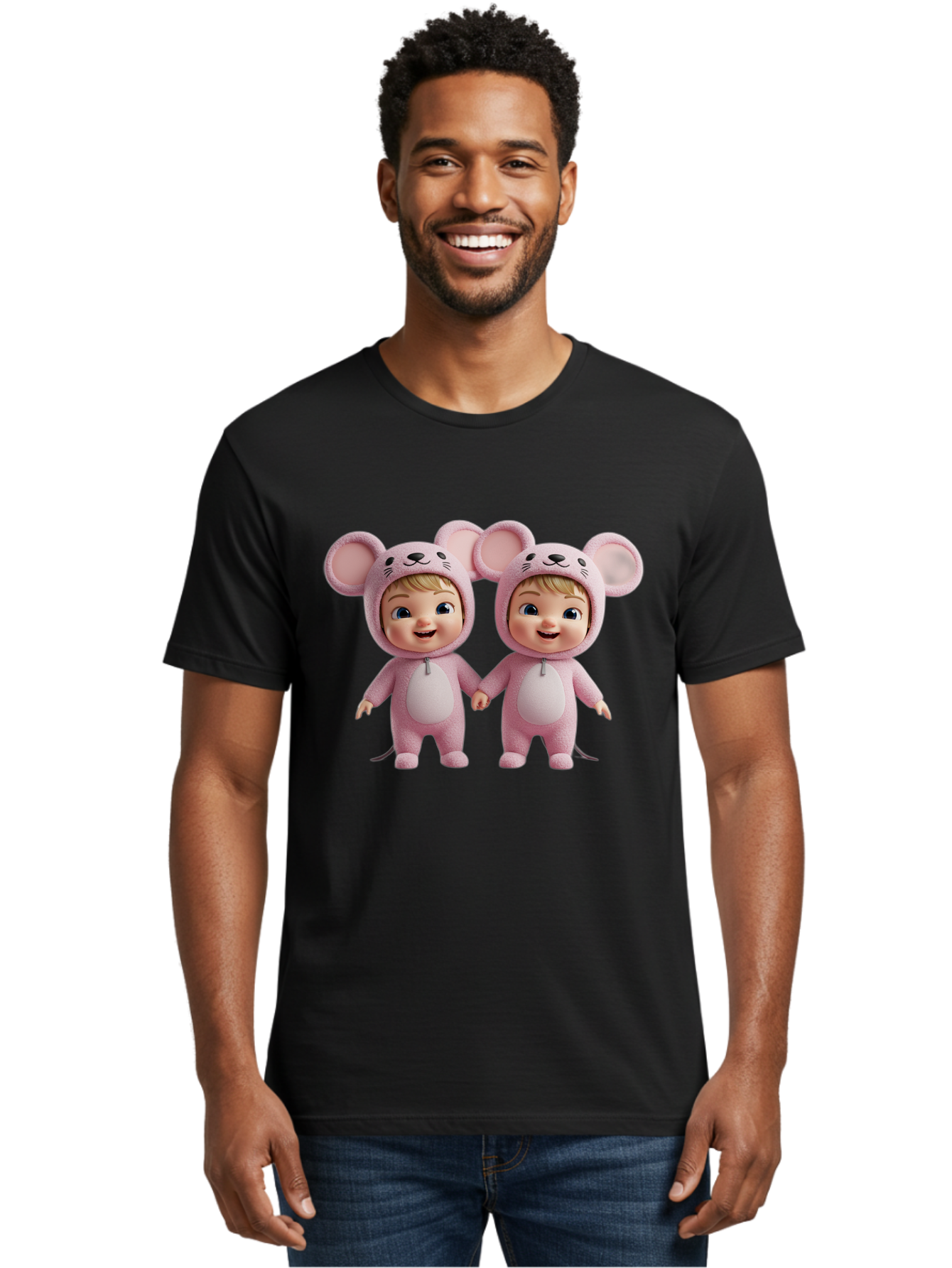 Twin-Babies-In-Pink-Mouse-Costumes Men'S Graphic Tee, 100% Cotton, Comfortable Casual Summer Wear, Machine Washable, Vintage Camera, Old Camera, Antique Camera, Black Camera, Classic Photography, Photography Equipment, Nostalgic Device, Bal521 25