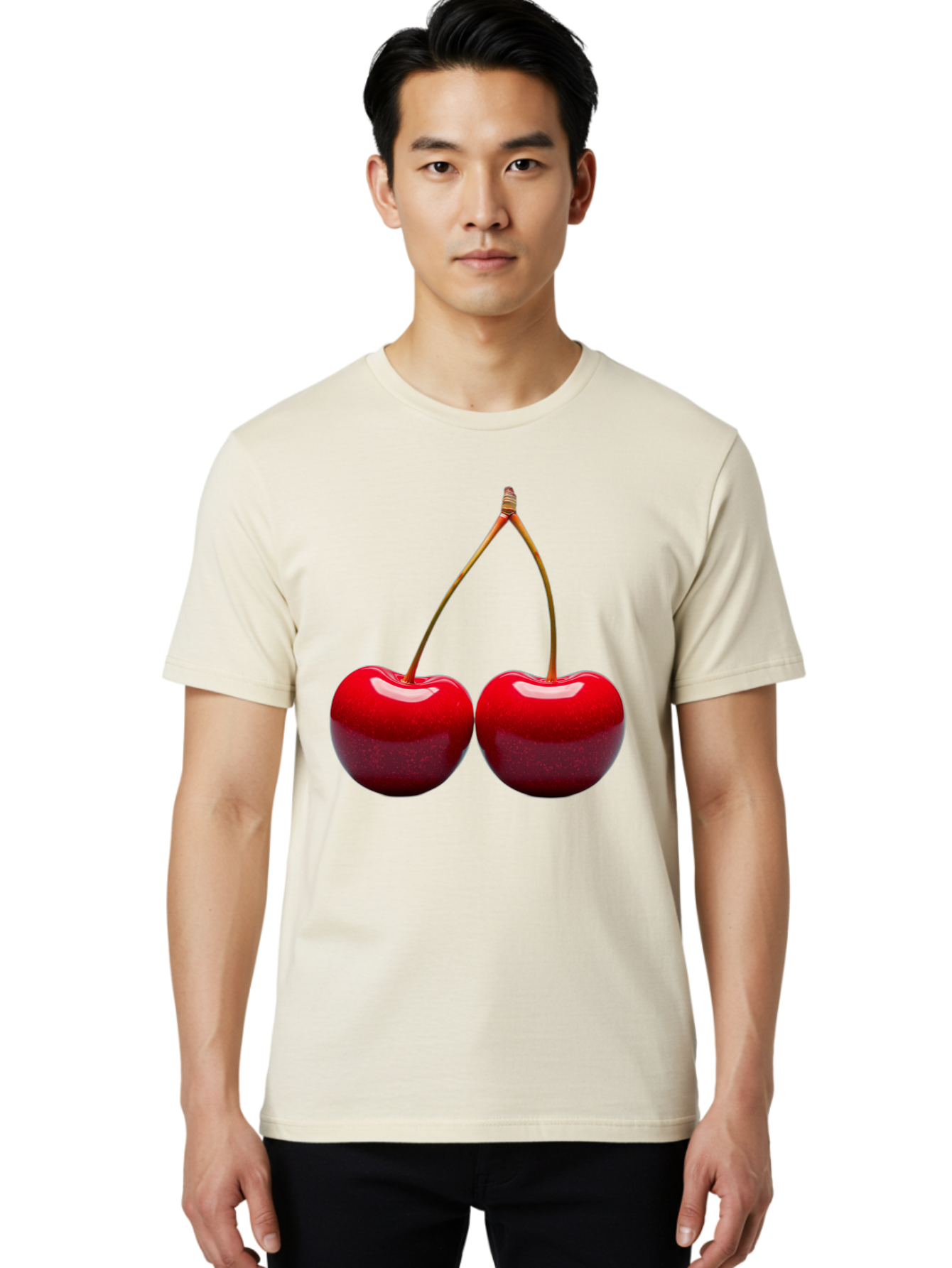 Two-Cherries-1 Men'S Graphic Tee, 100% Cotton, Comfortable Casual Summer Wear, Machine Washable, Vintage Camera, Old Camera, Antique Camera, Black Camera, Classic Photography, Photography Equipment, Nostalgic Device, Film Camera, Camera Art Bal532 21