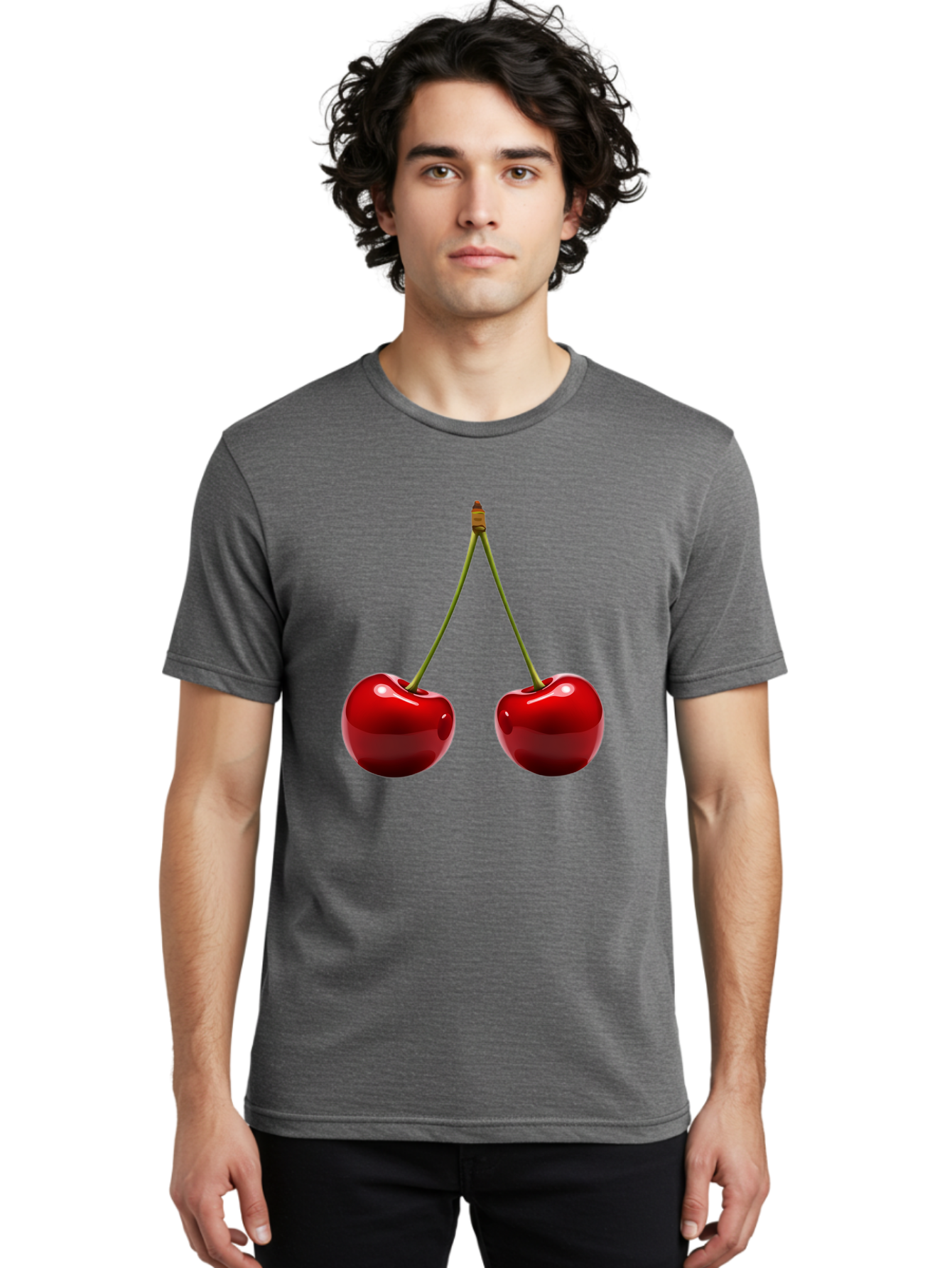 Two-Cherries-5 Men'S Graphic Tee, 100% Cotton, Comfortable Casual Summer Wear, Machine Washable, Vintage Camera, Old Camera, Antique Camera, Black Camera, Classic Photography, Photography Equipment, Nostalgic Device, Film Camera, Camera Art Bal536 21
