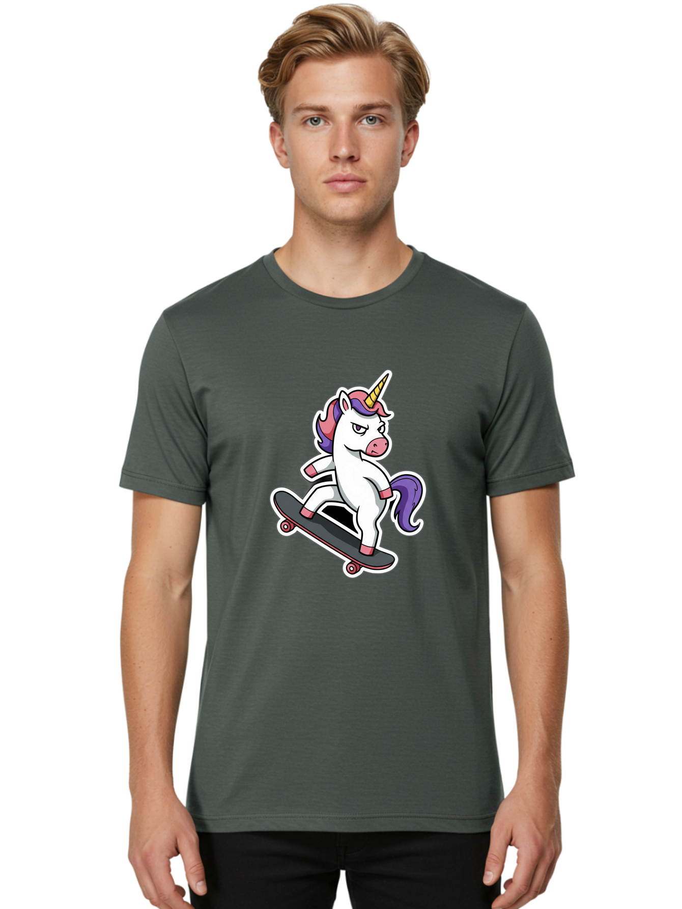 Unicorn-Skateboarder Men'S Graphic Tee, 100% Cotton, Comfortable Casual Summer Wear, Machine Washable, Vintage Camera, Old Camera, Antique Camera, Black Camera, Classic Photography, Photography Equipment, Nostalgic Device, Film Camera, Bal550 23