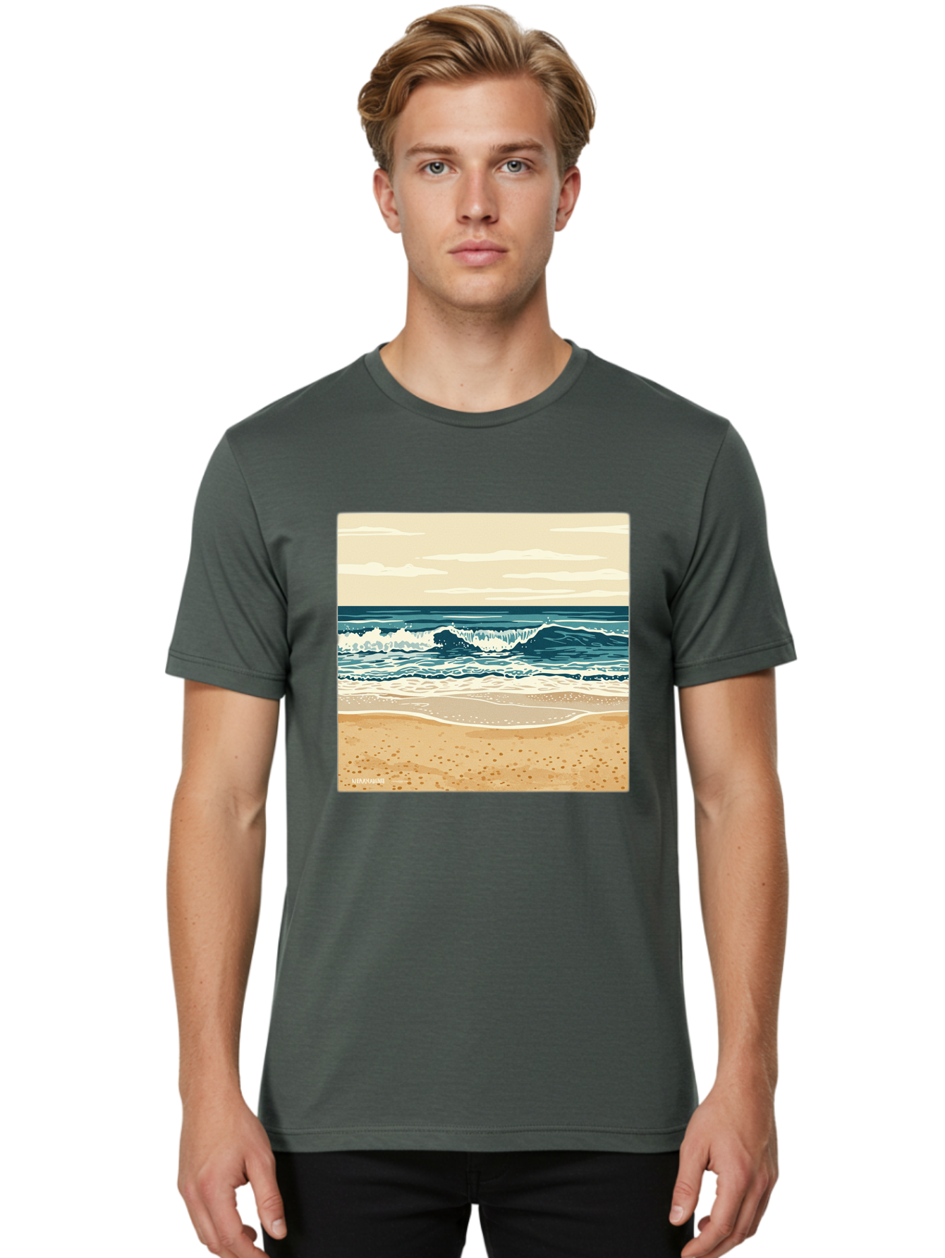 Unplugged-Beach-Scene Men'S Graphic Tee, 100% Cotton, Comfortable Casual Summer Wear, Machine Washable, Vintage Camera, Old Camera, Antique Camera, Black Camera, Classic Photography, Photography Equipment, Nostalgic Device, Film Camera, Bal551 18