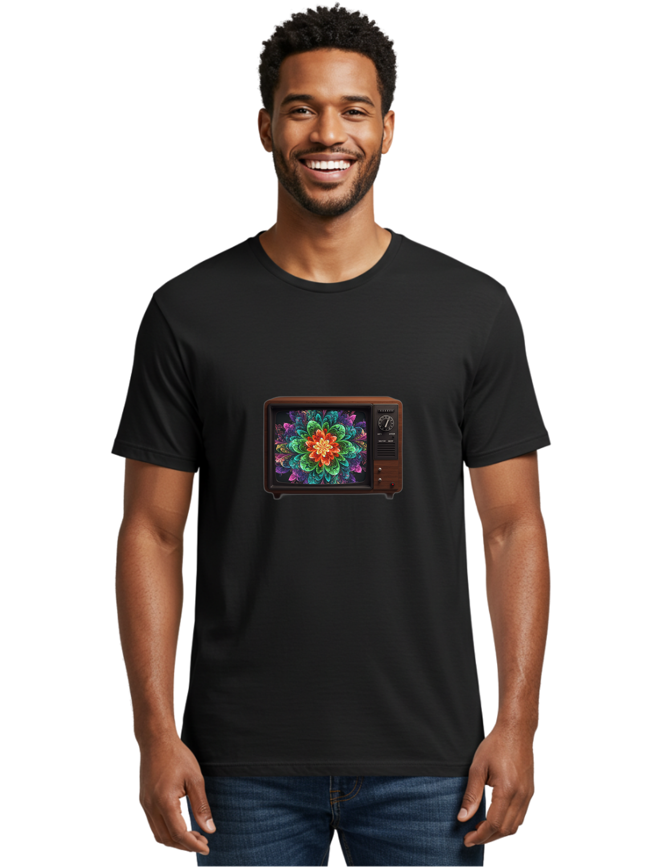 Vintage-Tv-With-Flower Men'S Graphic Tee, 100% Cotton, Comfortable Casual Summer Wear, Machine Washable, Vintage Camera, Old Camera, Antique Camera, Black Camera, Classic Photography, Photography Equipment, Nostalgic Device, Film Camera, Bal571 28