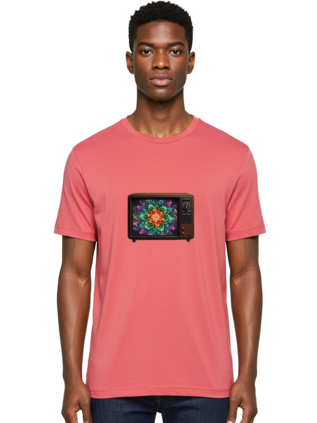 Vintage-Tv-With-Flower Men'S Graphic Tee, 100% Cotton, Comfortable Casual Summer Wear, Machine Washable, Vintage Camera, Old Camera, Antique Camera, Black Camera, Classic Photography, Photography Equipment, Nostalgic Device, Film Camera, Bal571 25
