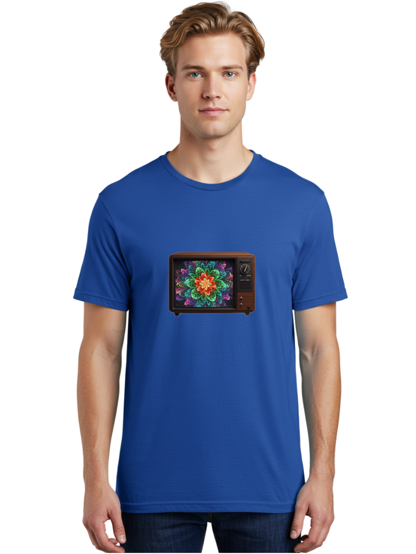 Vintage-Tv-With-Flower Men'S Graphic Tee, 100% Cotton, Comfortable Casual Summer Wear, Machine Washable, Vintage Camera, Old Camera, Antique Camera, Black Camera, Classic Photography, Photography Equipment, Nostalgic Device, Film Camera, Bal571 30