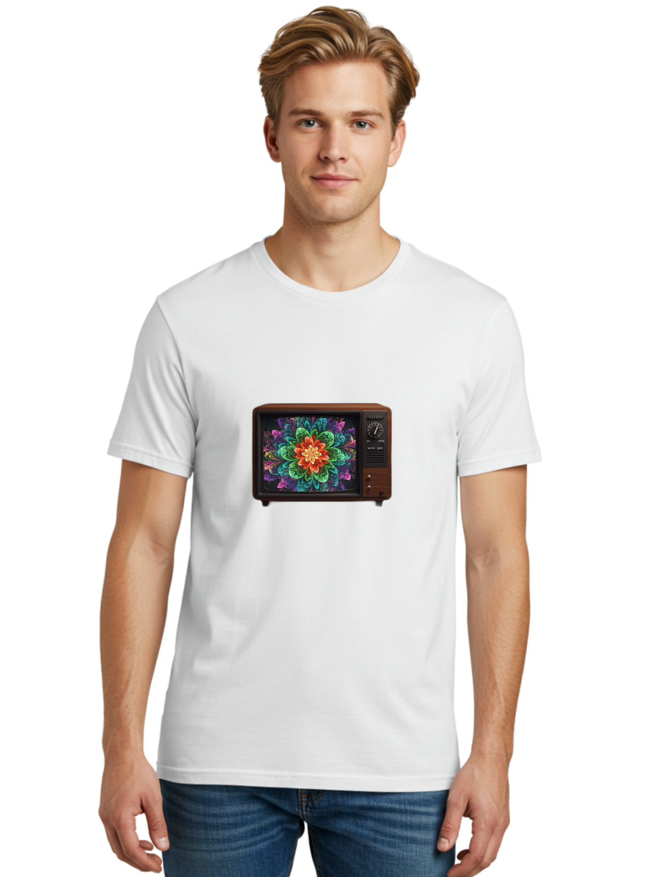 Vintage-Tv-With-Flower Men'S Graphic Tee, 100% Cotton, Comfortable Casual Summer Wear, Machine Washable, Vintage Camera, Old Camera, Antique Camera, Black Camera, Classic Photography, Photography Equipment, Nostalgic Device, Film Camera, Bal571 22