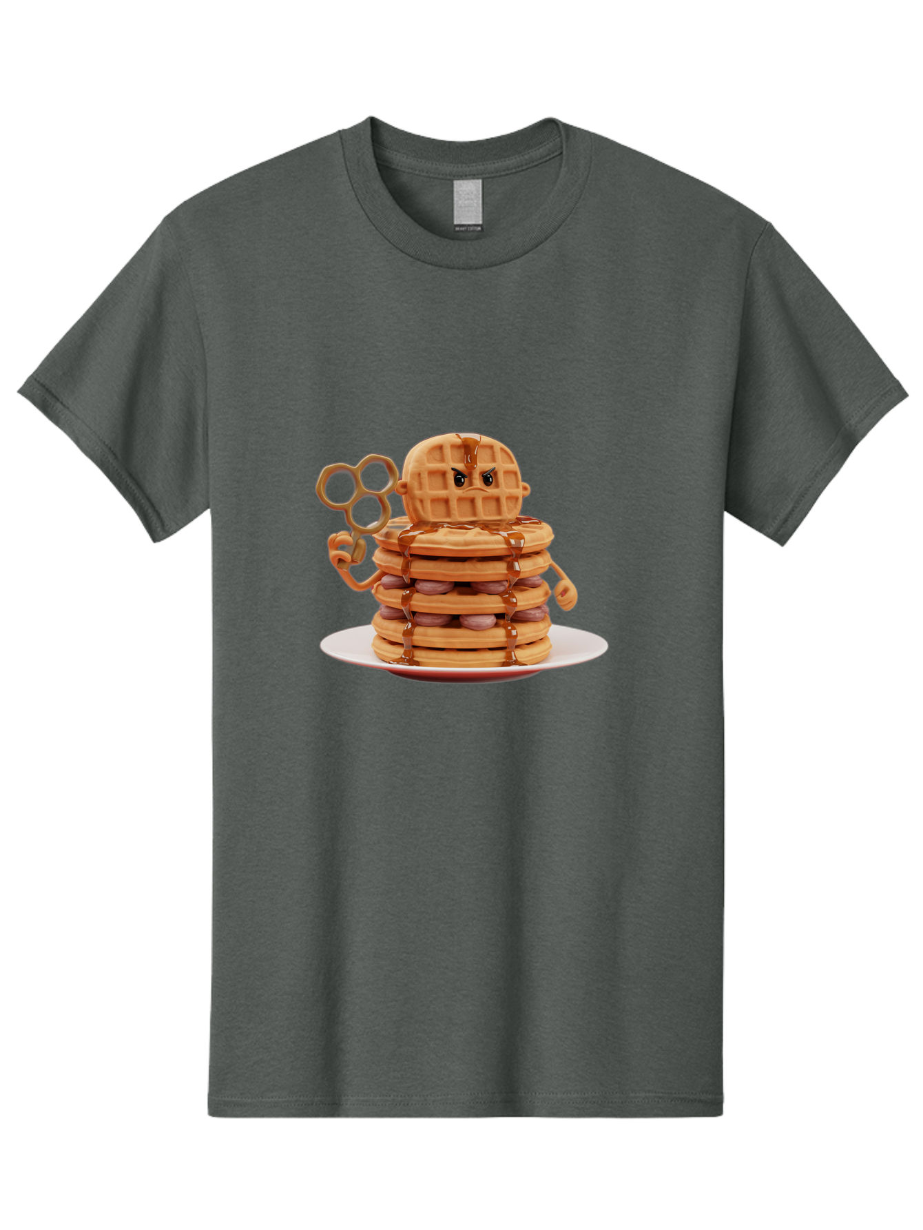 Waffle-Character Men'S Graphic Tee, 100% Cotton, Comfortable Casual Summer Wear, Machine Washable, Vintage Camera, Old Camera, Antique Camera, Black Camera, Classic Photography, Photography Equipment, Nostalgic Device, Film Camera, Camera Art Bal582 5