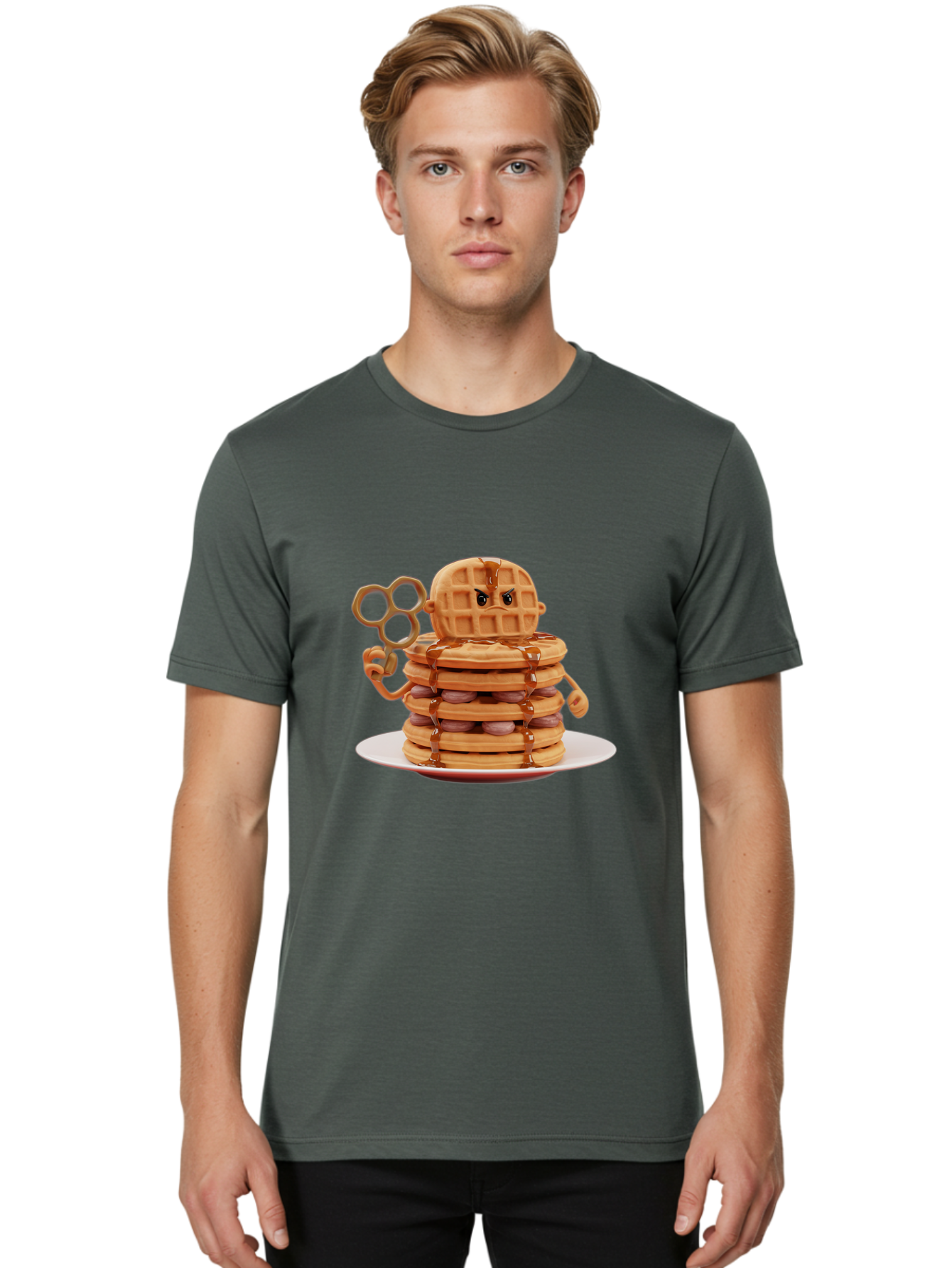 Waffle-Character Men'S Graphic Tee, 100% Cotton, Comfortable Casual Summer Wear, Machine Washable, Vintage Camera, Old Camera, Antique Camera, Black Camera, Classic Photography, Photography Equipment, Nostalgic Device, Film Camera, Camera Art Bal582 20
