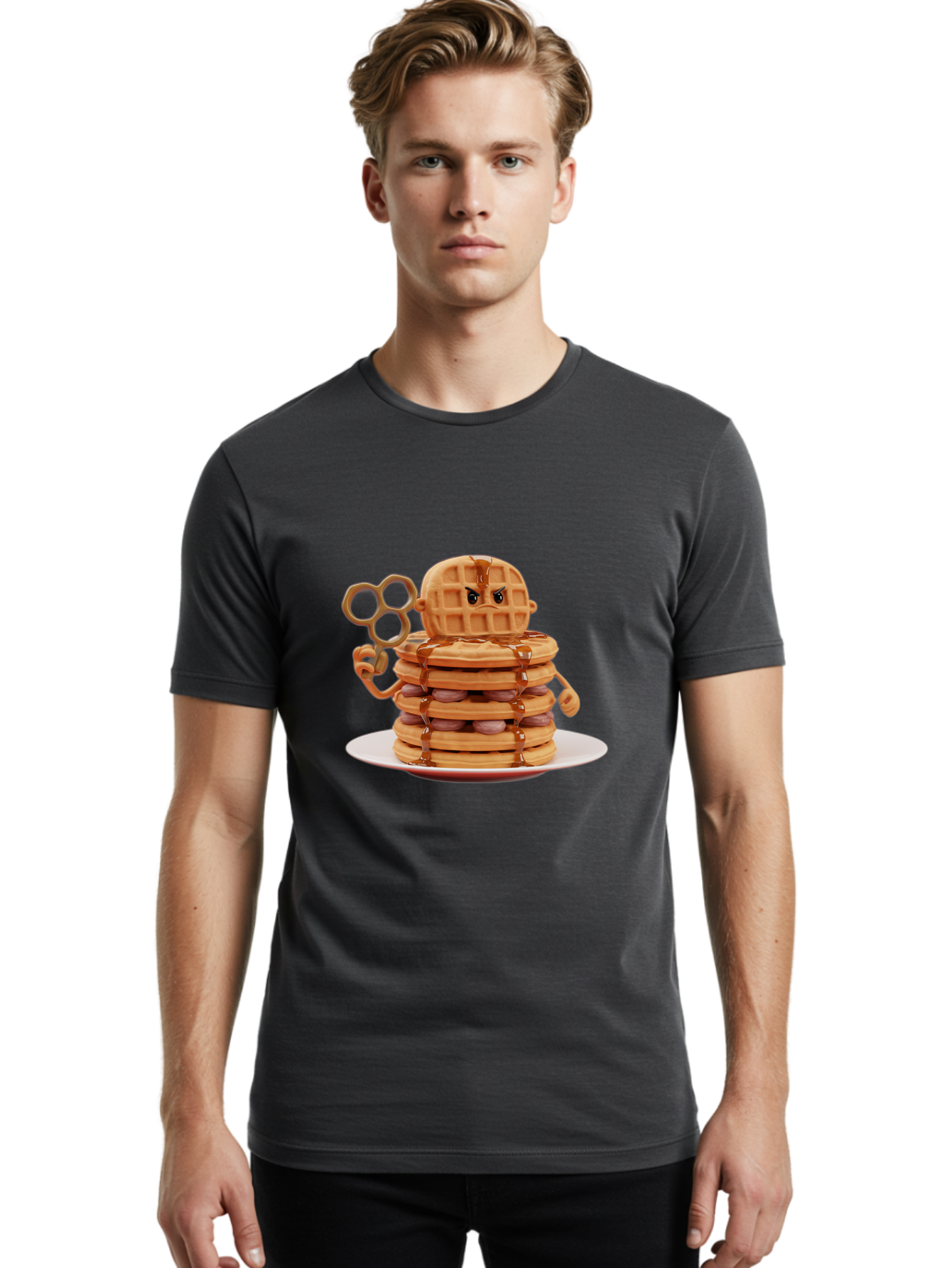 Waffle-Character Men'S Graphic Tee, 100% Cotton, Comfortable Casual Summer Wear, Machine Washable, Vintage Camera, Old Camera, Antique Camera, Black Camera, Classic Photography, Photography Equipment, Nostalgic Device, Film Camera, Camera Art Bal582 25