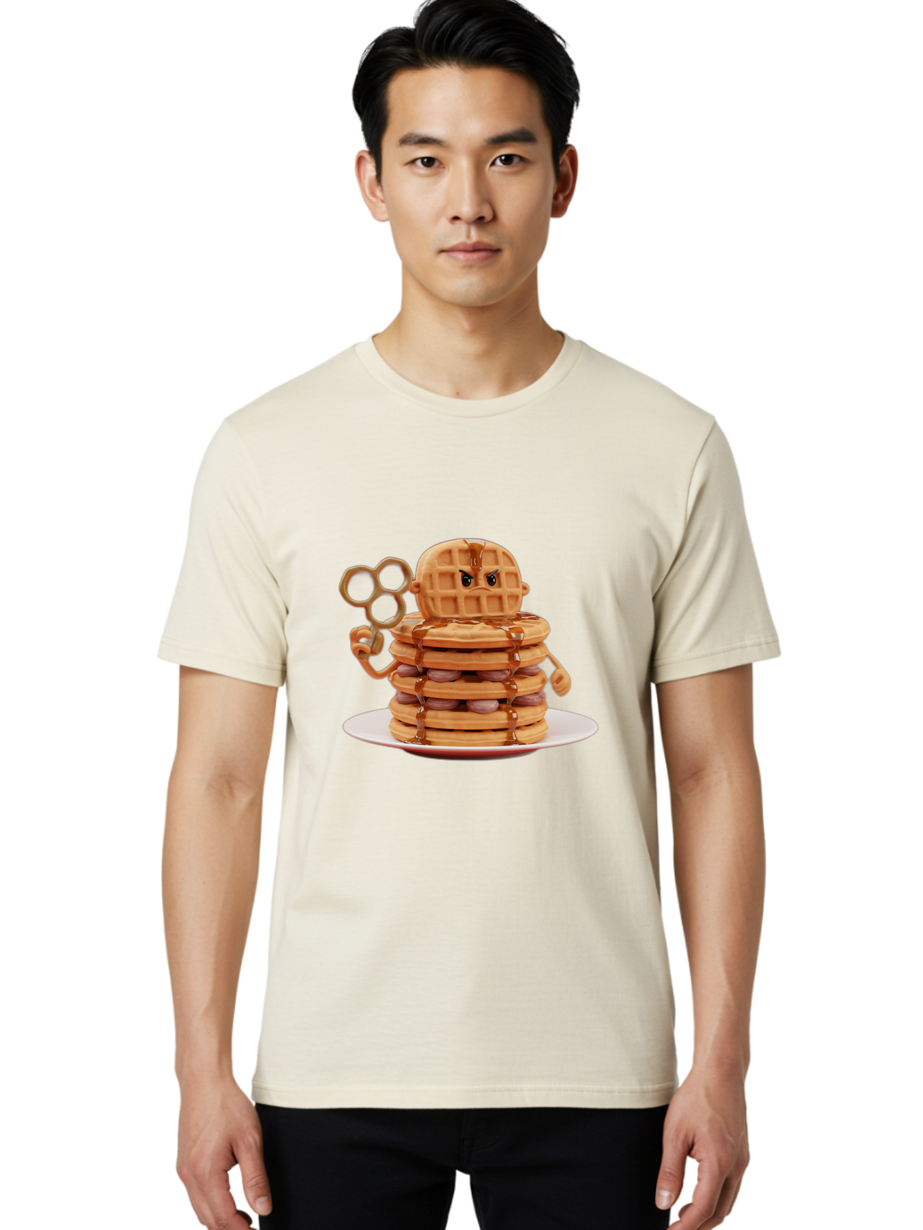Waffle-Character Men'S Graphic Tee, 100% Cotton, Comfortable Casual Summer Wear, Machine Washable, Vintage Camera, Old Camera, Antique Camera, Black Camera, Classic Photography, Photography Equipment, Nostalgic Device, Film Camera, Camera Art Bal582 27