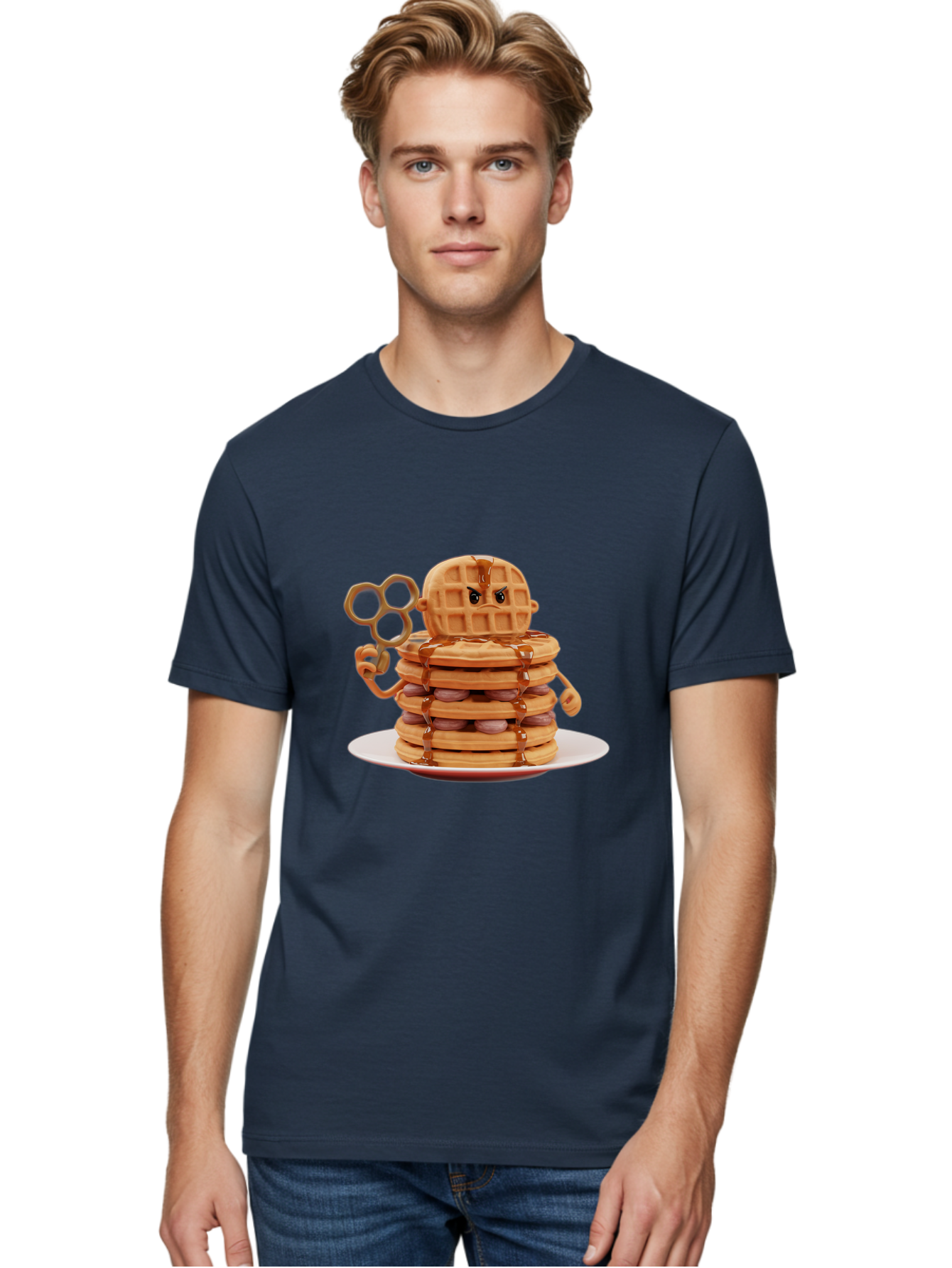 Waffle-Character Men'S Graphic Tee, 100% Cotton, Comfortable Casual Summer Wear, Machine Washable, Vintage Camera, Old Camera, Antique Camera, Black Camera, Classic Photography, Photography Equipment, Nostalgic Device, Film Camera, Camera Art Bal582 24