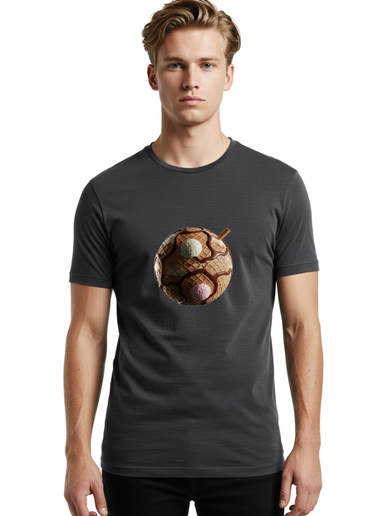 Waffle-Ice-Cream Men'S Graphic Tee, 100% Cotton, Comfortable Casual Summer Wear, Machine Washable, Vintage Camera, Old Camera, Antique Camera, Black Camera, Classic Photography, Photography Equipment, Nostalgic Device, Film Camera, Camera Art Bal583 17