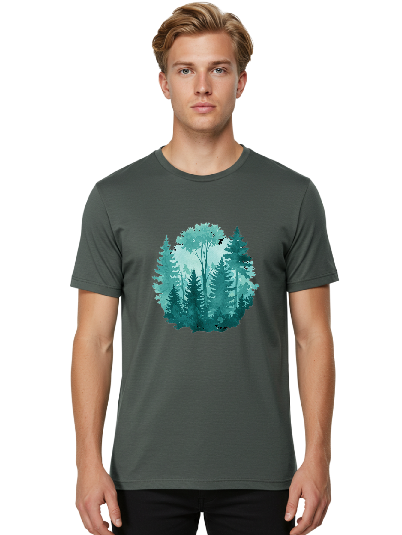 Watercolor-Forest Men'S Graphic Tee, 100% Cotton, Comfortable Casual Summer Wear, Machine Washable, Vintage Camera, Old Camera, Antique Camera, Black Camera, Classic Photography, Photography Equipment, Nostalgic Device, Film Camera, Camera Art Bal586 22