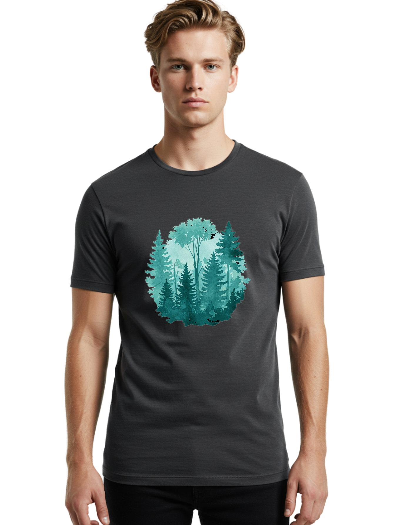 Watercolor-Forest Men'S Graphic Tee, 100% Cotton, Comfortable Casual Summer Wear, Machine Washable, Vintage Camera, Old Camera, Antique Camera, Black Camera, Classic Photography, Photography Equipment, Nostalgic Device, Film Camera, Camera Art Bal586 25