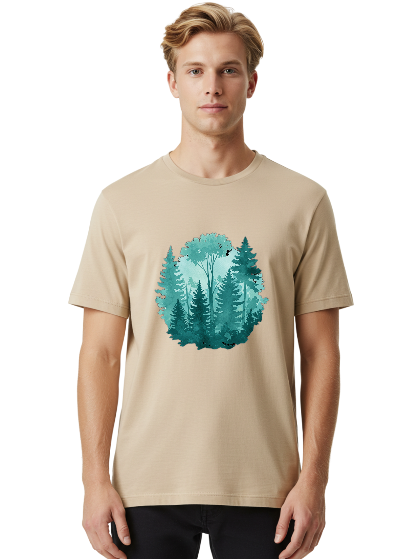 Watercolor-Forest Men'S Graphic Tee, 100% Cotton, Comfortable Casual Summer Wear, Machine Washable, Vintage Camera, Old Camera, Antique Camera, Black Camera, Classic Photography, Photography Equipment, Nostalgic Device, Film Camera, Camera Art Bal586 17
