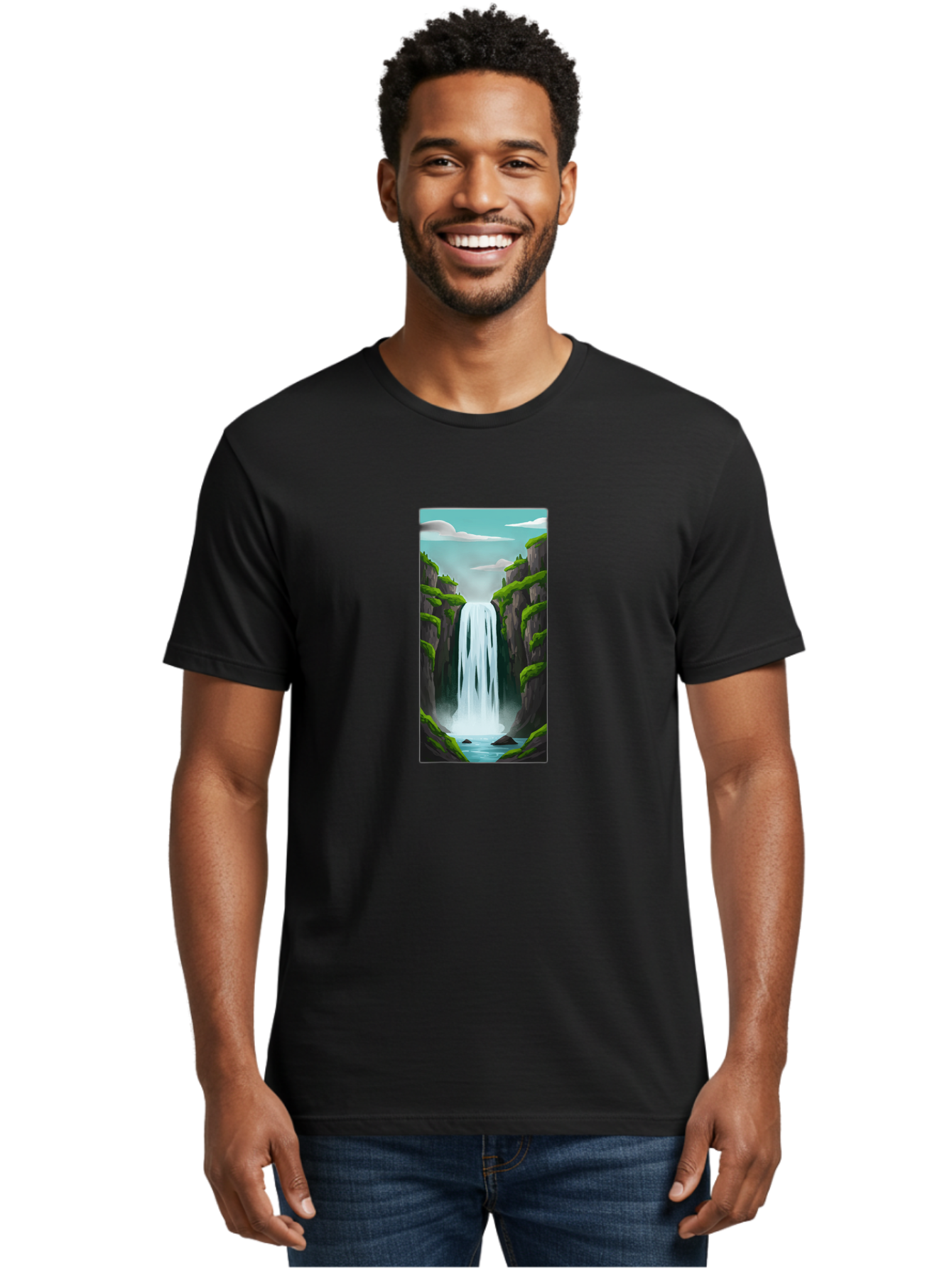 Waterfall Men'S Graphic Tee, 100% Cotton, Comfortable Casual Summer Wear, Machine Washable, Vintage Camera, Old Camera, Antique Camera, Black Camera, Classic Photography, Photography Equipment, Nostalgic Device, Film Camera, Camera Art Bal587 22