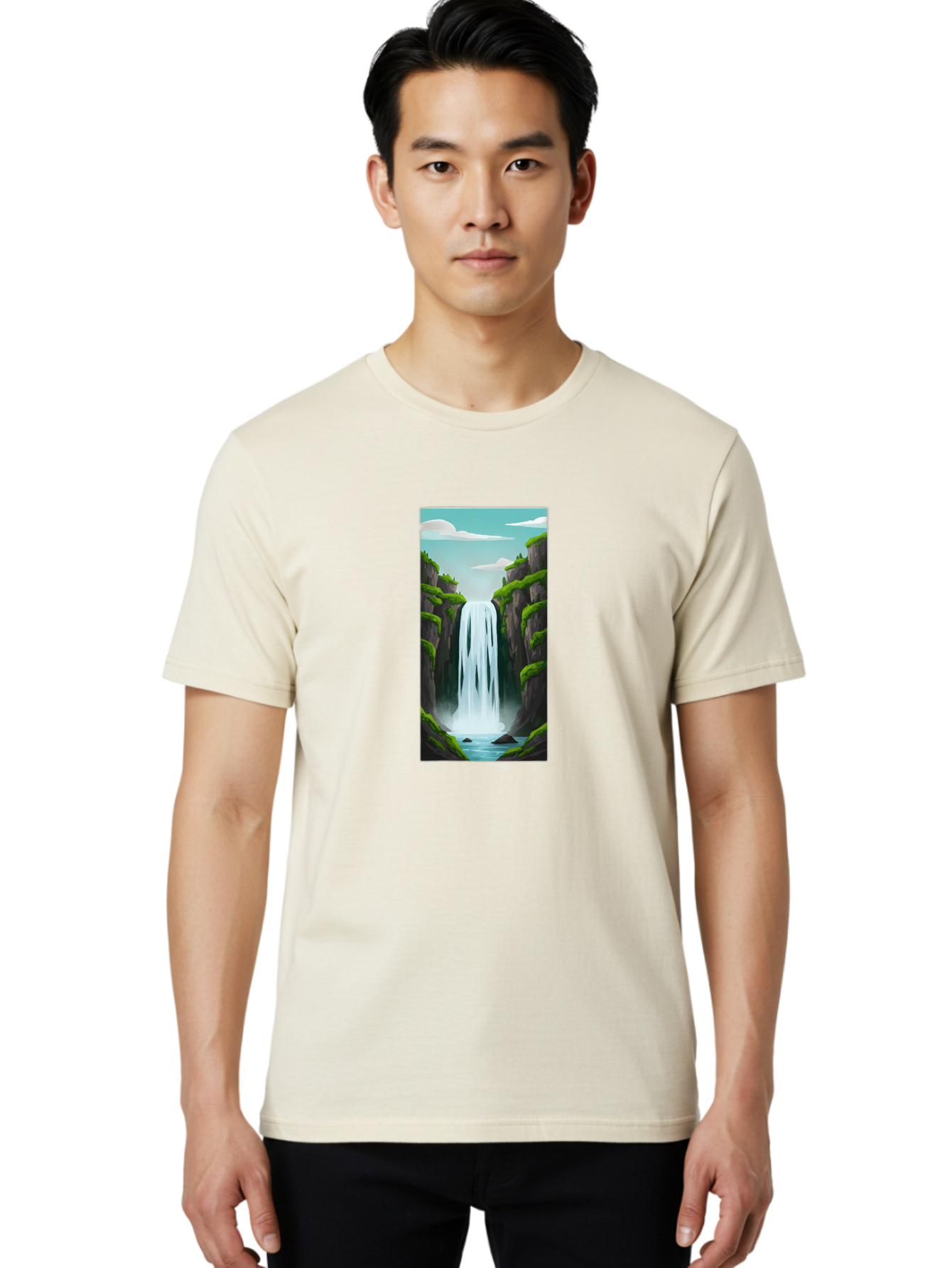 Waterfall Men'S Graphic Tee, 100% Cotton, Comfortable Casual Summer Wear, Machine Washable, Vintage Camera, Old Camera, Antique Camera, Black Camera, Classic Photography, Photography Equipment, Nostalgic Device, Film Camera, Camera Art Bal587 25