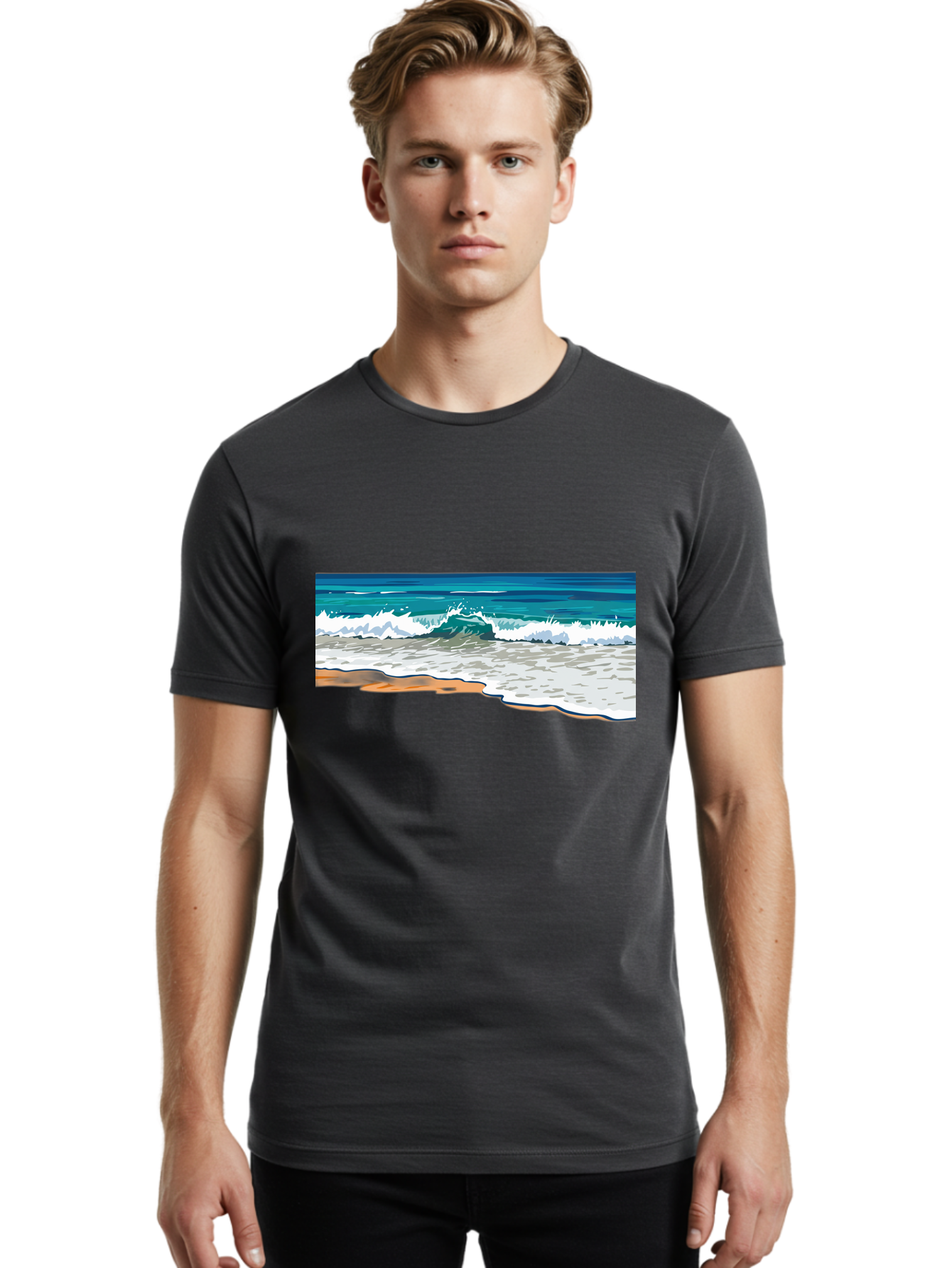 Waves-Crashing-On-Shore Men'S Graphic Tee, 100% Cotton, Comfortable Casual Summer Wear, Machine Washable, Vintage Camera, Old Camera, Antique Camera, Black Camera, Classic Photography, Photography Equipment, Nostalgic Device, Film Camera, Bal600 30