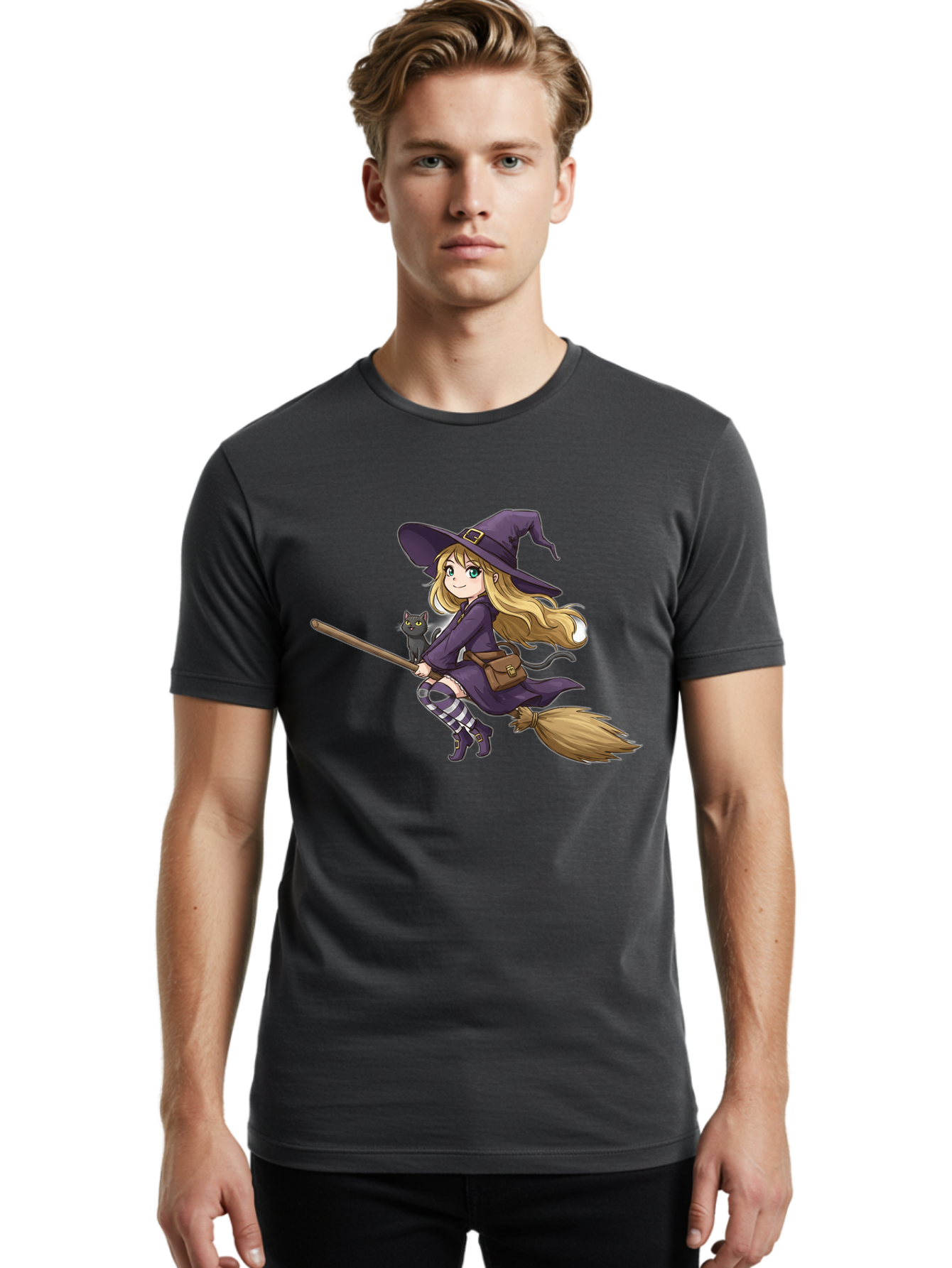 Witch-And-Cat-On-Broomstick Men'S Graphic Tee, 100% Cotton, Comfortable Casual Summer Wear, Machine Washable, Vintage Camera, Old Camera, Antique Camera, Black Camera, Classic Photography, Photography Equipment, Nostalgic Device, Film Camera, Bal617 18