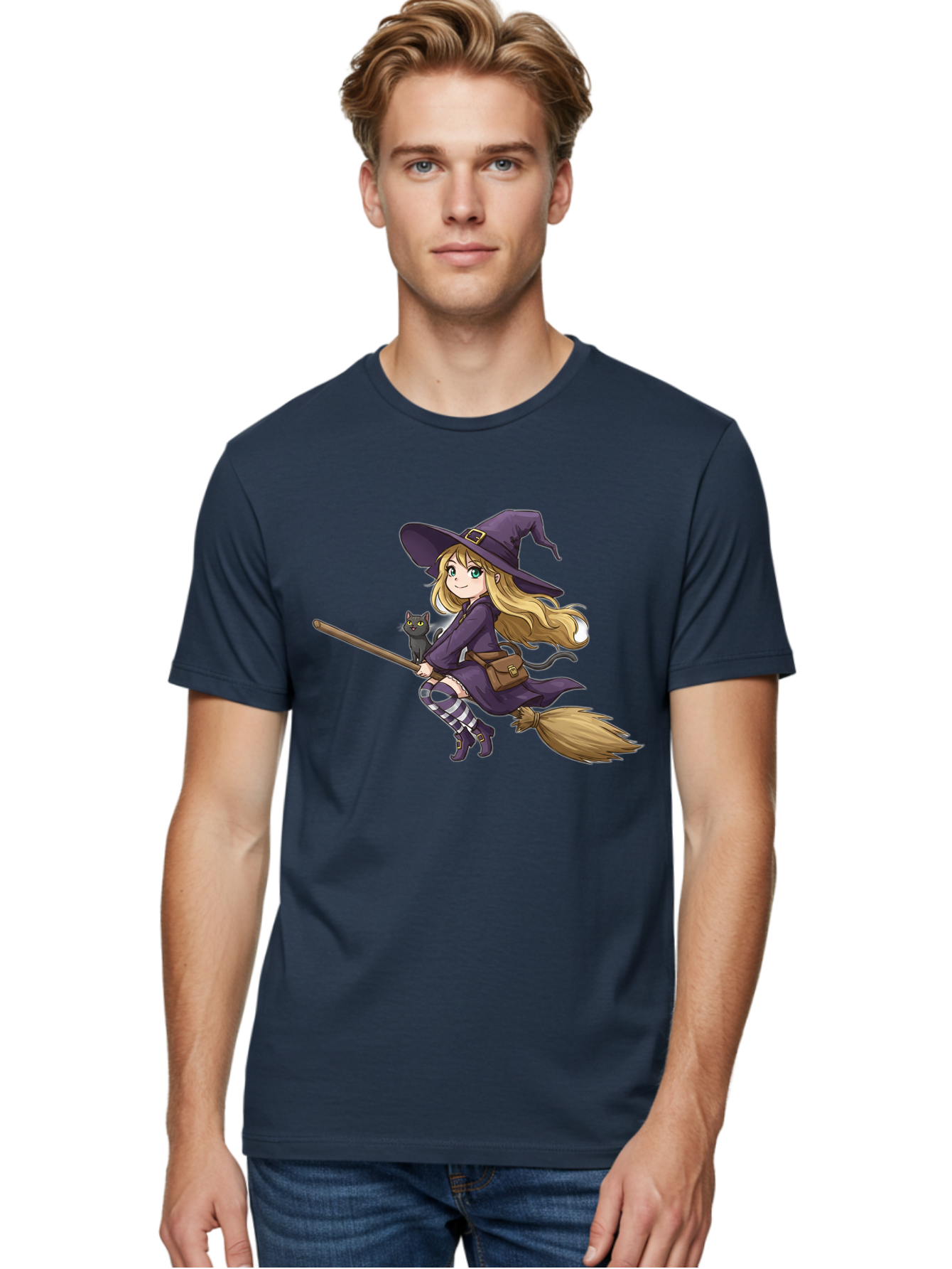 Witch-And-Cat-On-Broomstick Men'S Graphic Tee, 100% Cotton, Comfortable Casual Summer Wear, Machine Washable, Vintage Camera, Old Camera, Antique Camera, Black Camera, Classic Photography, Photography Equipment, Nostalgic Device, Film Camera, Bal617 17