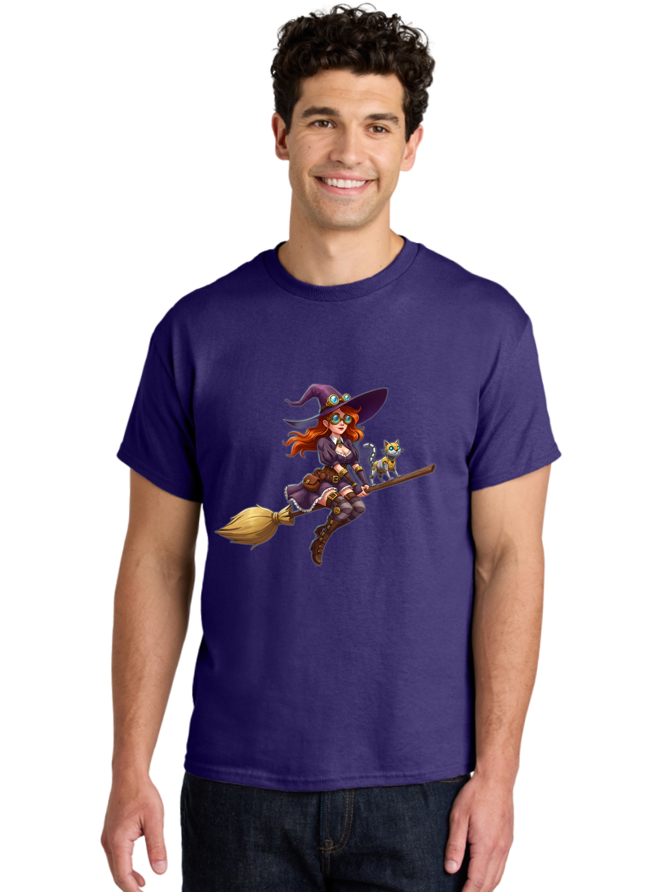 Witch-Flying-With-Cat-1 Men'S Graphic Tee, 100% Cotton, Comfortable Casual Summer Wear, Machine Washable, Vintage Camera, Old Camera, Antique Camera, Black Camera, Classic Photography, Photography Equipment, Nostalgic Device, Film Camera, Bal621 29