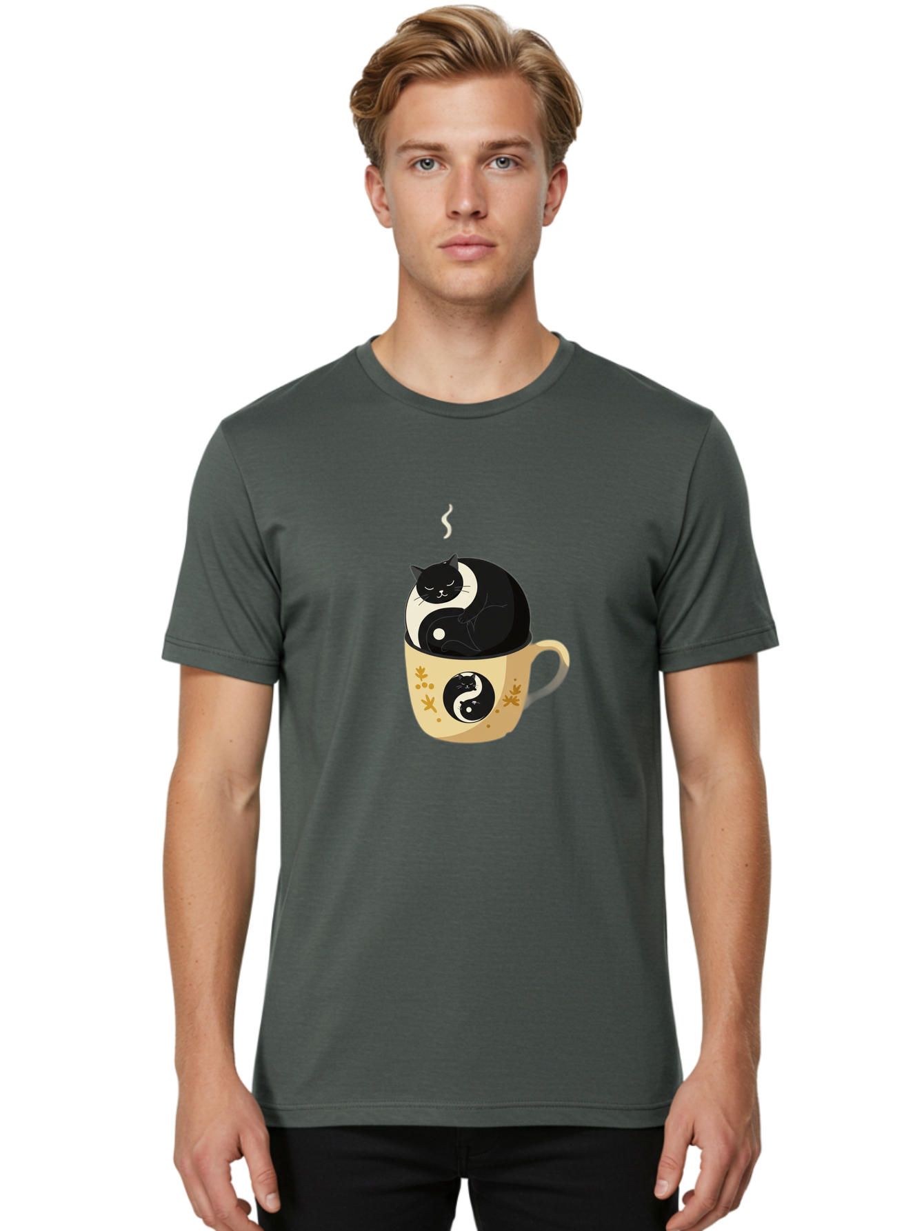 Yin-Yang-Cat Men'S Graphic Tee, 100% Cotton, Comfortable Casual Summer Wear, Machine Washable, Vintage Camera, Old Camera, Antique Camera, Black Camera, Classic Photography, Photography Equipment, Nostalgic Device, Film Camera, Camera Art Bal645 16