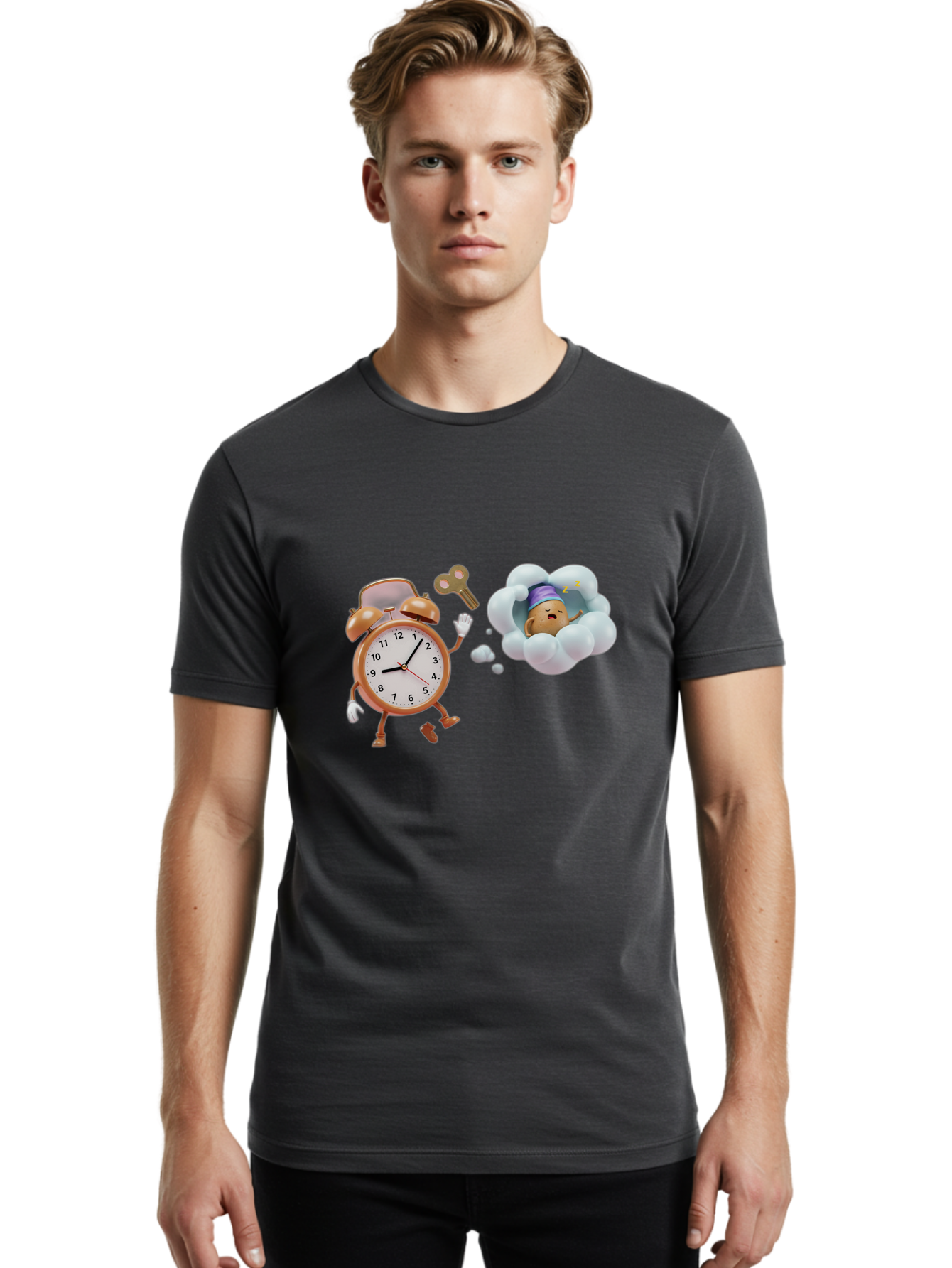 Alarm-Clock-And-Sleep-Cloud Men'S Graphic Tee, 100% Cotton, Comfortable Casual Summer Wear, Machine Washable, Vintage Camera, Old Camera, Antique Camera, Black Camera, Classic Photography, Photography Equipment, Nostalgic Device, Film Camera, Bal672 16