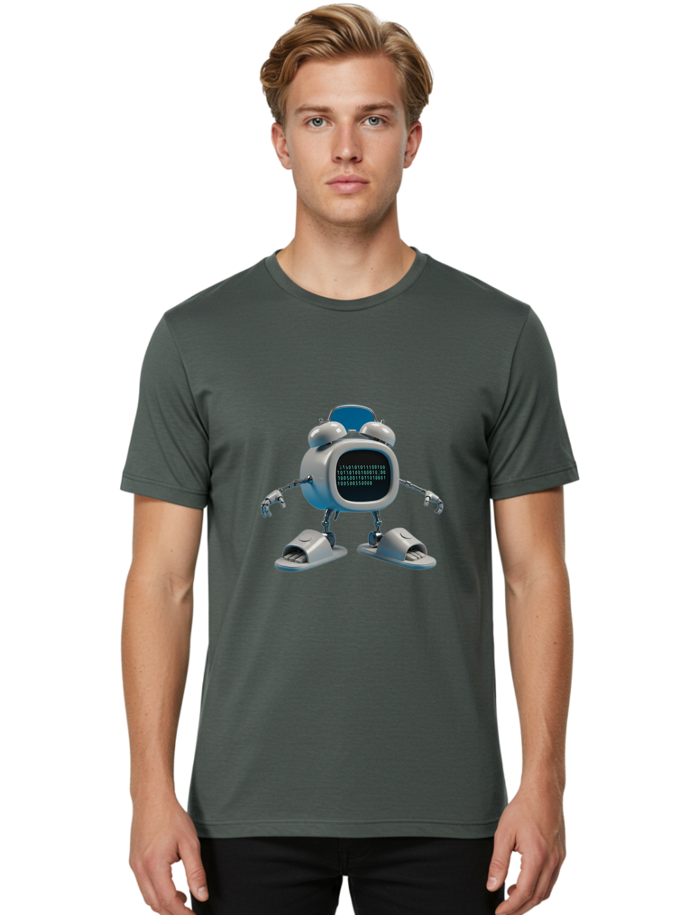 Alarm-Clock-Robot Men'S Graphic Tee, 100% Cotton, Comfortable Casual Summer Wear, Machine Washable, Vintage Camera, Old Camera, Antique Camera, Black Camera, Classic Photography, Photography Equipment, Nostalgic Device, Film Camera, Camera Art Bal674 16