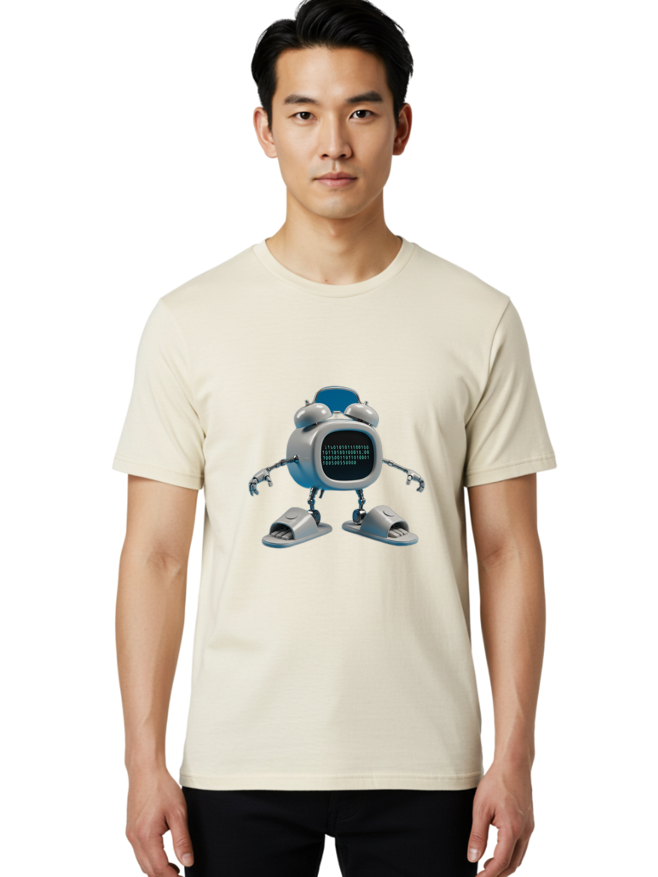 Alarm-Clock-Robot Men'S Graphic Tee, 100% Cotton, Comfortable Casual Summer Wear, Machine Washable, Vintage Camera, Old Camera, Antique Camera, Black Camera, Classic Photography, Photography Equipment, Nostalgic Device, Film Camera, Camera Art Bal674 20