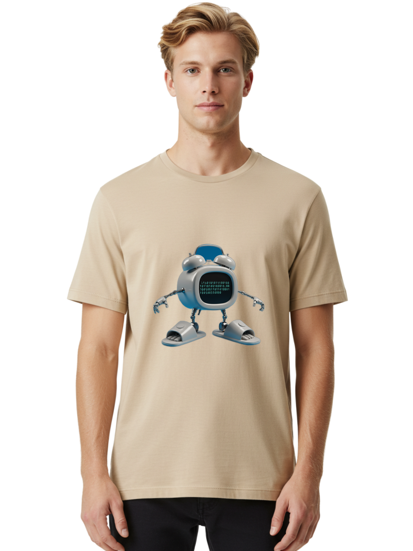 Alarm-Clock-Robot Men'S Graphic Tee, 100% Cotton, Comfortable Casual Summer Wear, Machine Washable, Vintage Camera, Old Camera, Antique Camera, Black Camera, Classic Photography, Photography Equipment, Nostalgic Device, Film Camera, Camera Art Bal674 30