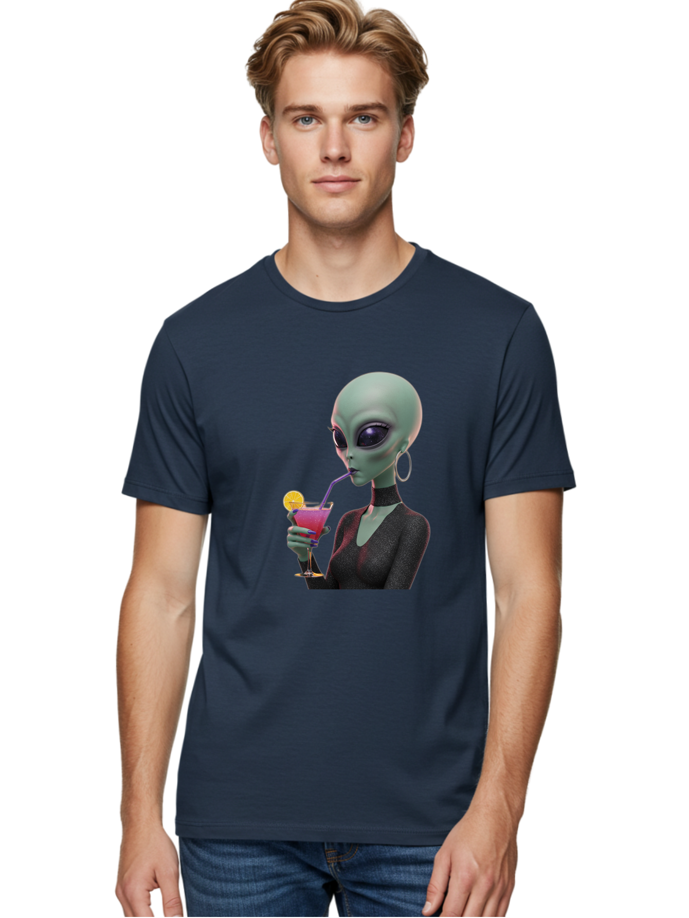 Alien-Drinking-Cocktail Men'S Graphic Tee, 100% Cotton, Comfortable Casual Summer Wear, Machine Washable, Vintage Camera, Old Camera, Antique Camera, Black Camera, Classic Photography, Photography Equipment, Nostalgic Device, Film Camera, Bal685 22