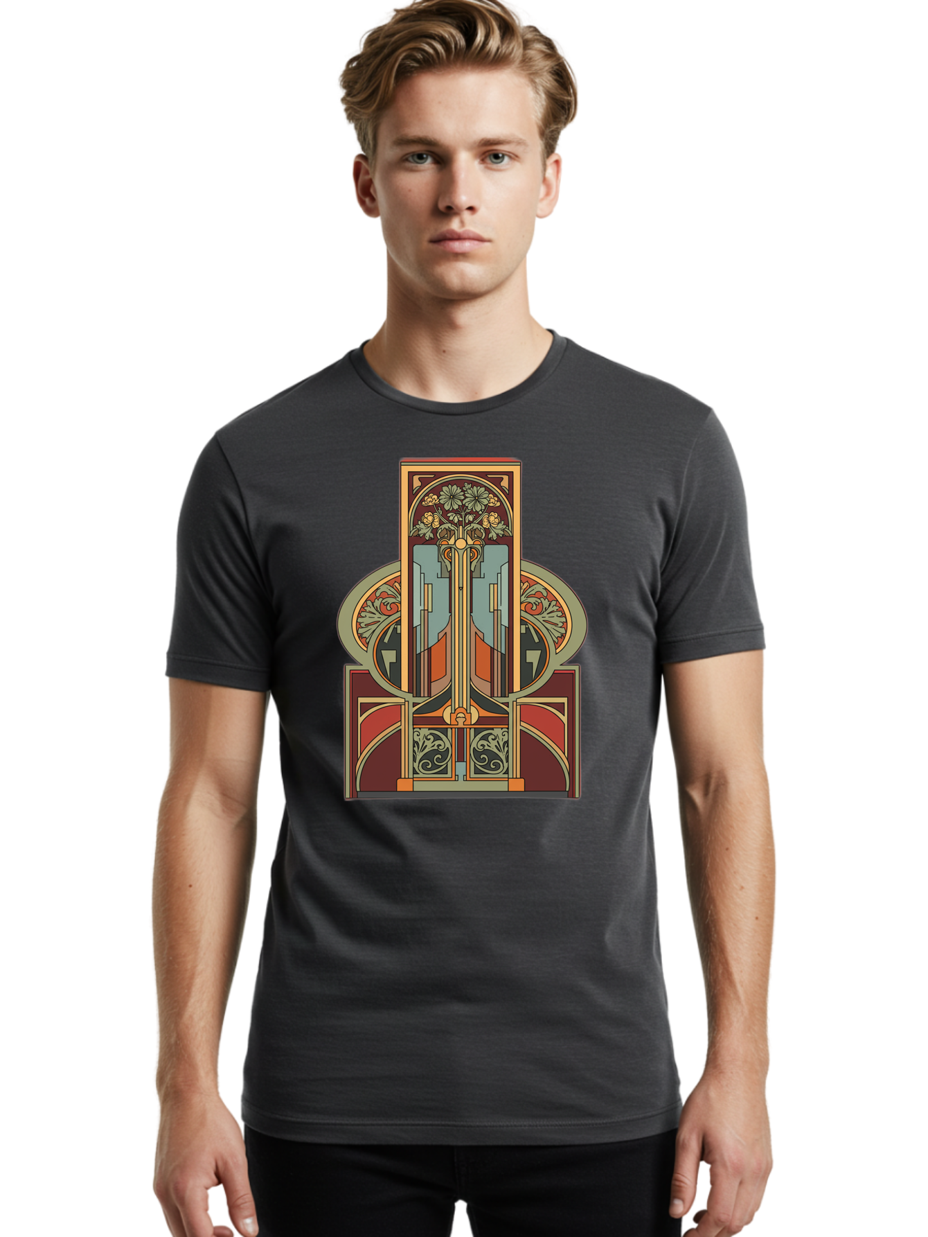 Art-Nouveau-Design Men'S Graphic Tee, 100% Cotton, Comfortable Casual Summer Wear, Machine Washable, Vintage Camera, Old Camera, Antique Camera, Black Camera, Classic Photography, Photography Equipment, Nostalgic Device, Film Camera, Bal722 25