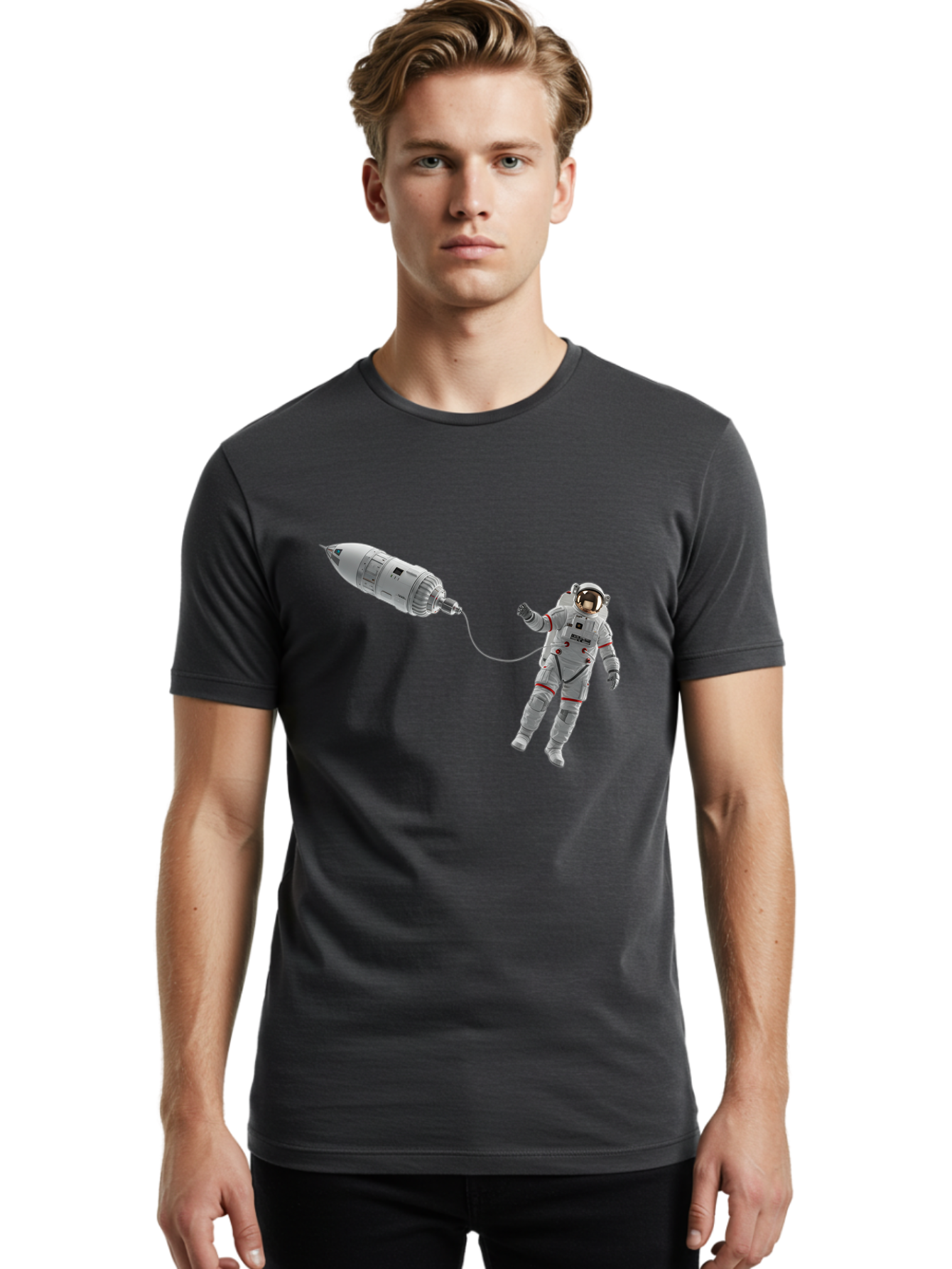 Astronaut-Tethered-To-Spacecraft Men'S Graphic Tee, 100% Cotton, Comfortable Casual Summer Wear, Machine Washable, Vintage Camera, Old Camera, Antique Camera, Black Camera, Classic Photography, Photography Equipment, Nostalgic Device, Bal730 30
