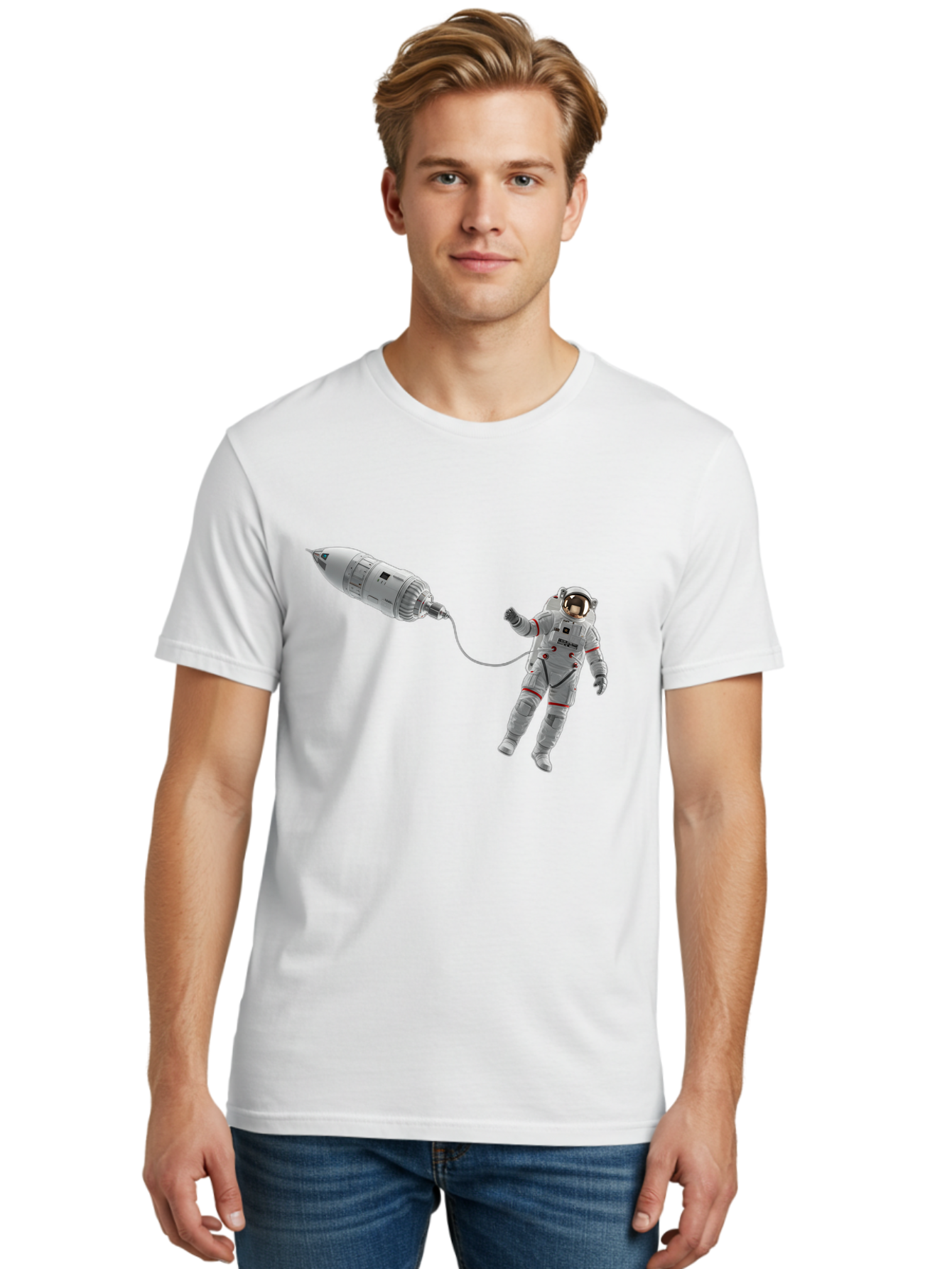 Astronaut-Tethered-To-Spacecraft Men'S Graphic Tee, 100% Cotton, Comfortable Casual Summer Wear, Machine Washable, Vintage Camera, Old Camera, Antique Camera, Black Camera, Classic Photography, Photography Equipment, Nostalgic Device, Bal730 20